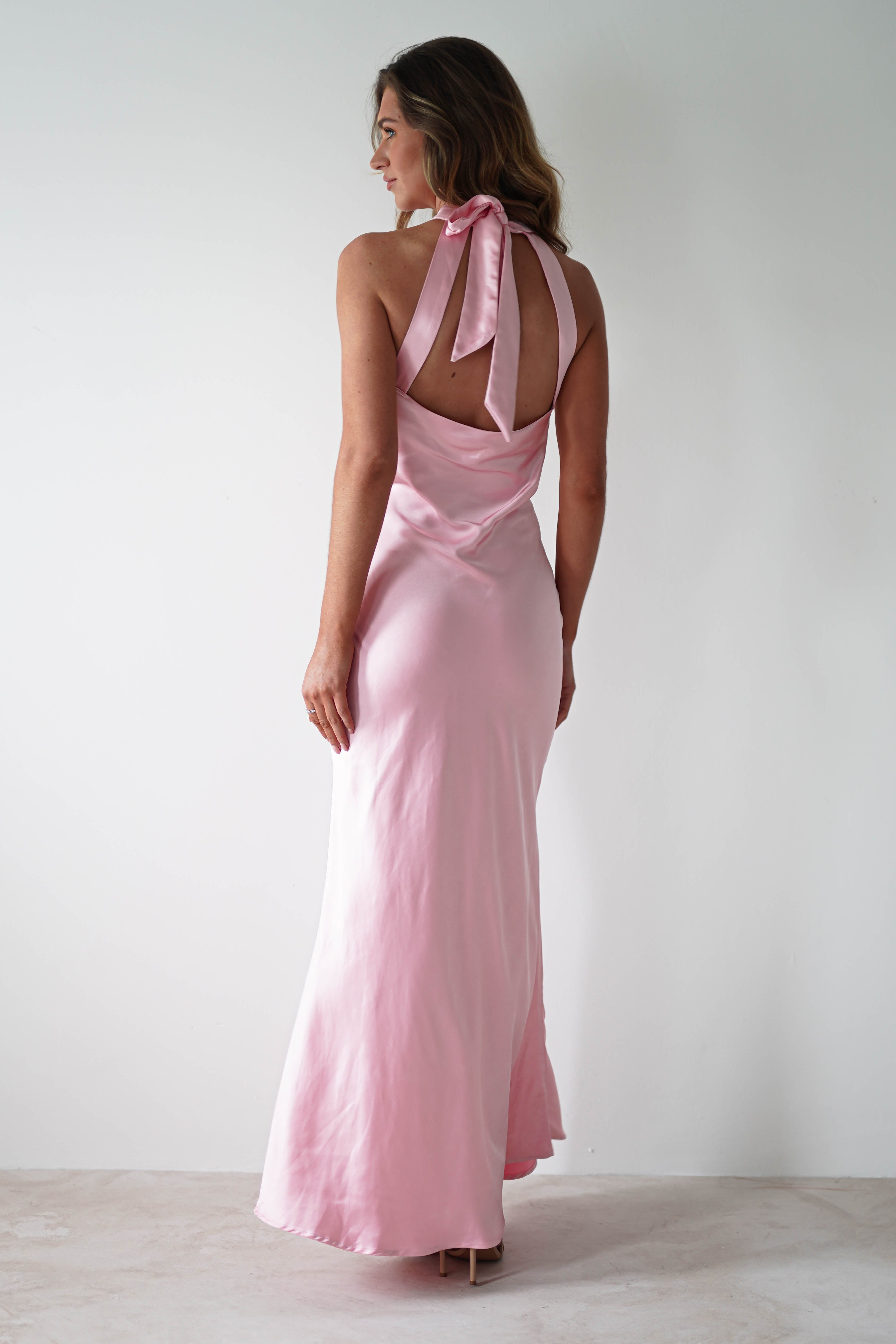 Natalia Soft Satin Maxi Dress | Pink - Oh Hello Clothing