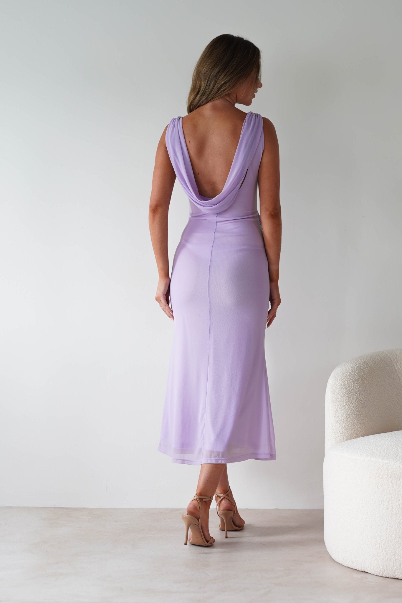 Neelia Mesh Bodycon Midaxi Dress | Lilac | Oh Hello Clothing | XS (6)