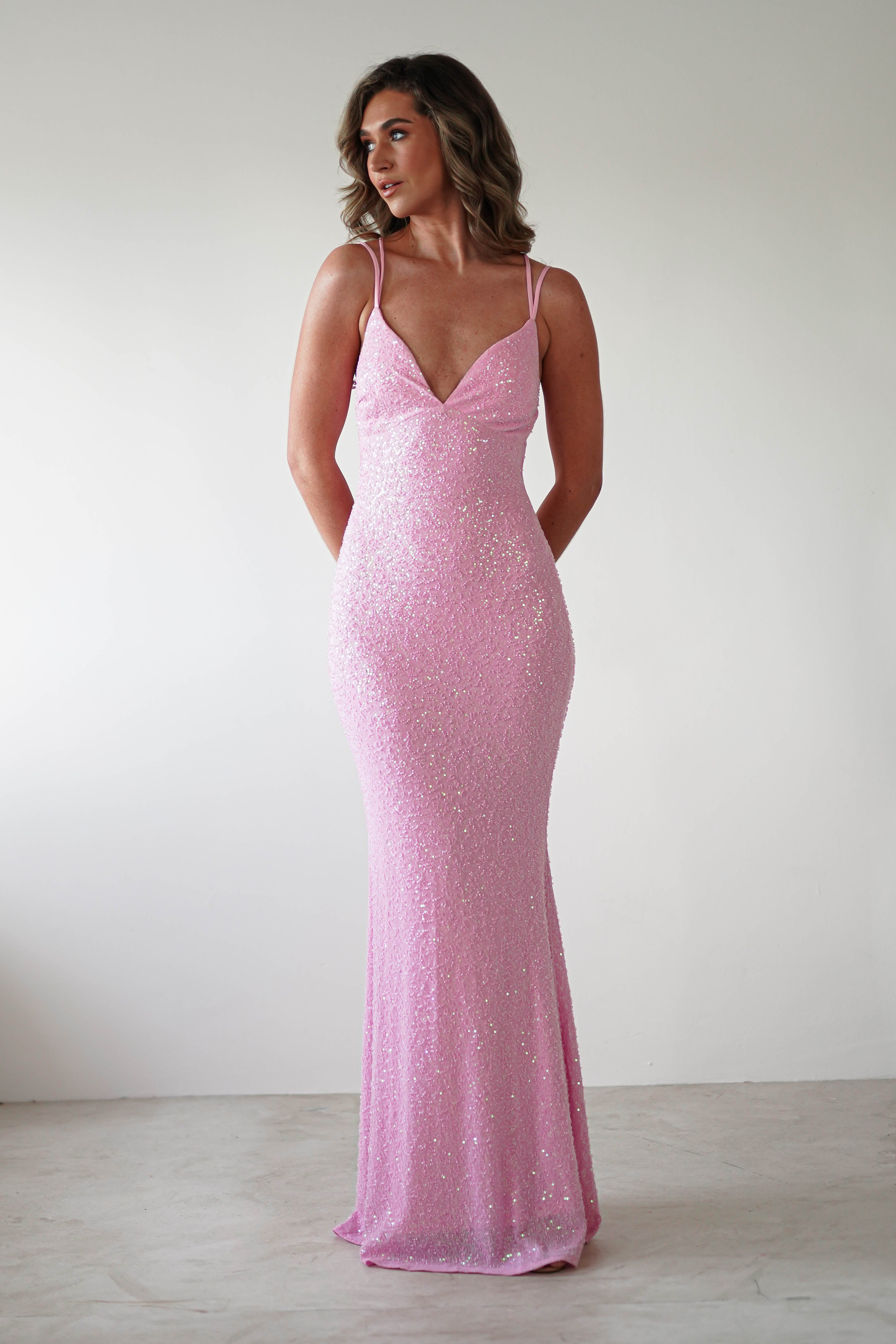 Nina Beaded Bodycon Gown | Pink - Oh Hello Clothing