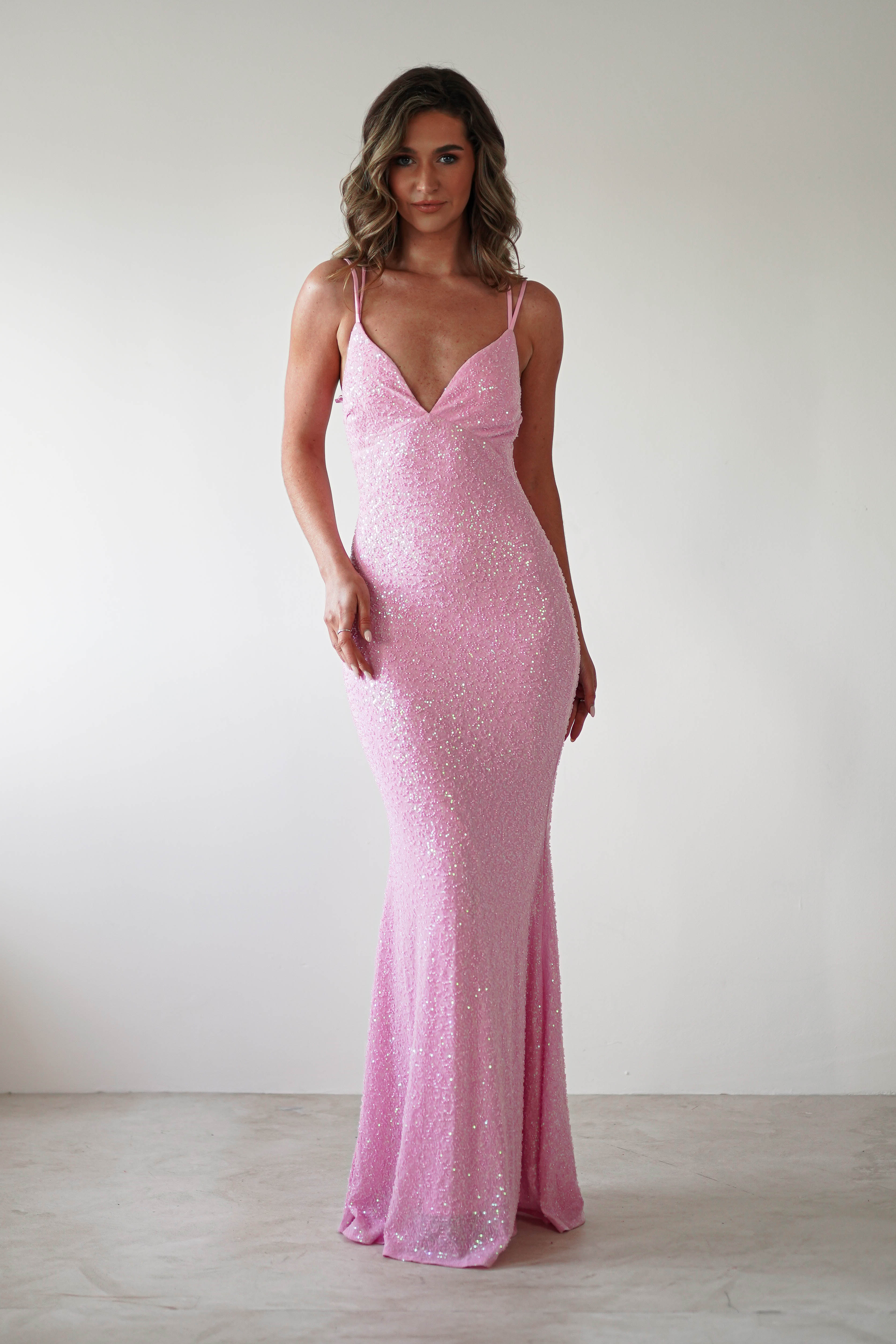 Nina Beaded Bodycon Gown | Pink - Oh Hello Clothing
