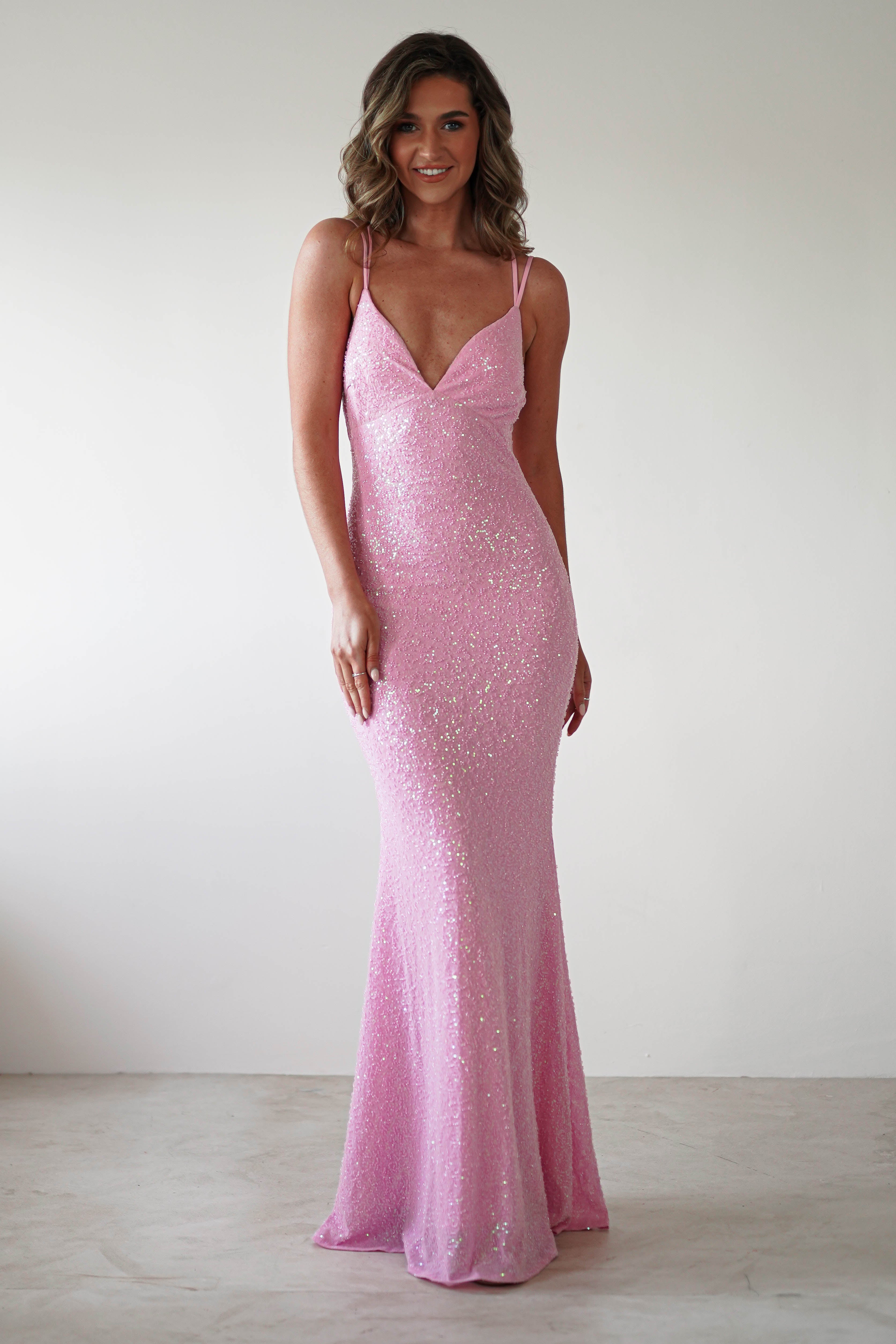 Nina Beaded Bodycon Gown | Pink - Oh Hello Clothing