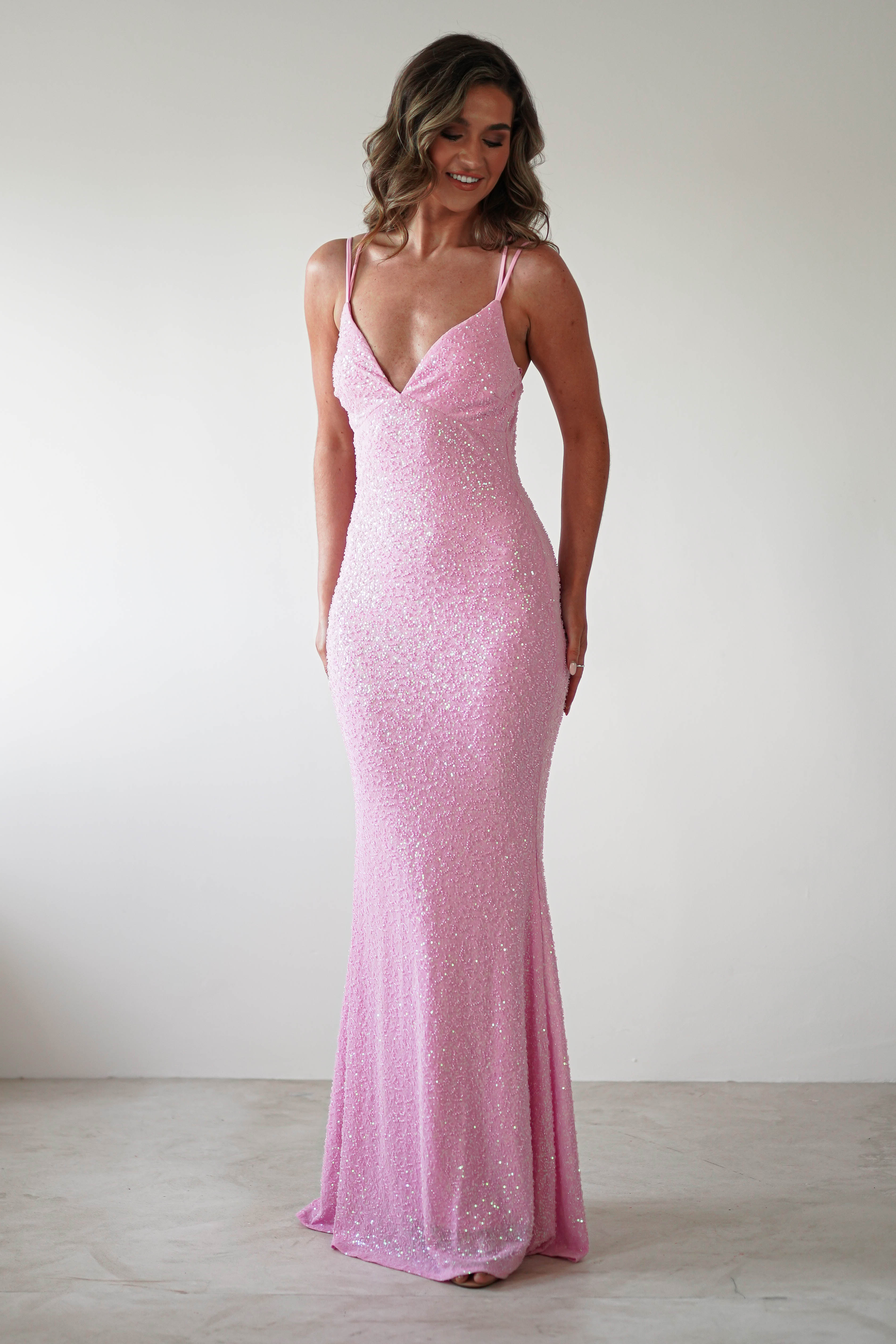 Nina Beaded Bodycon Gown | Pink - Oh Hello Clothing