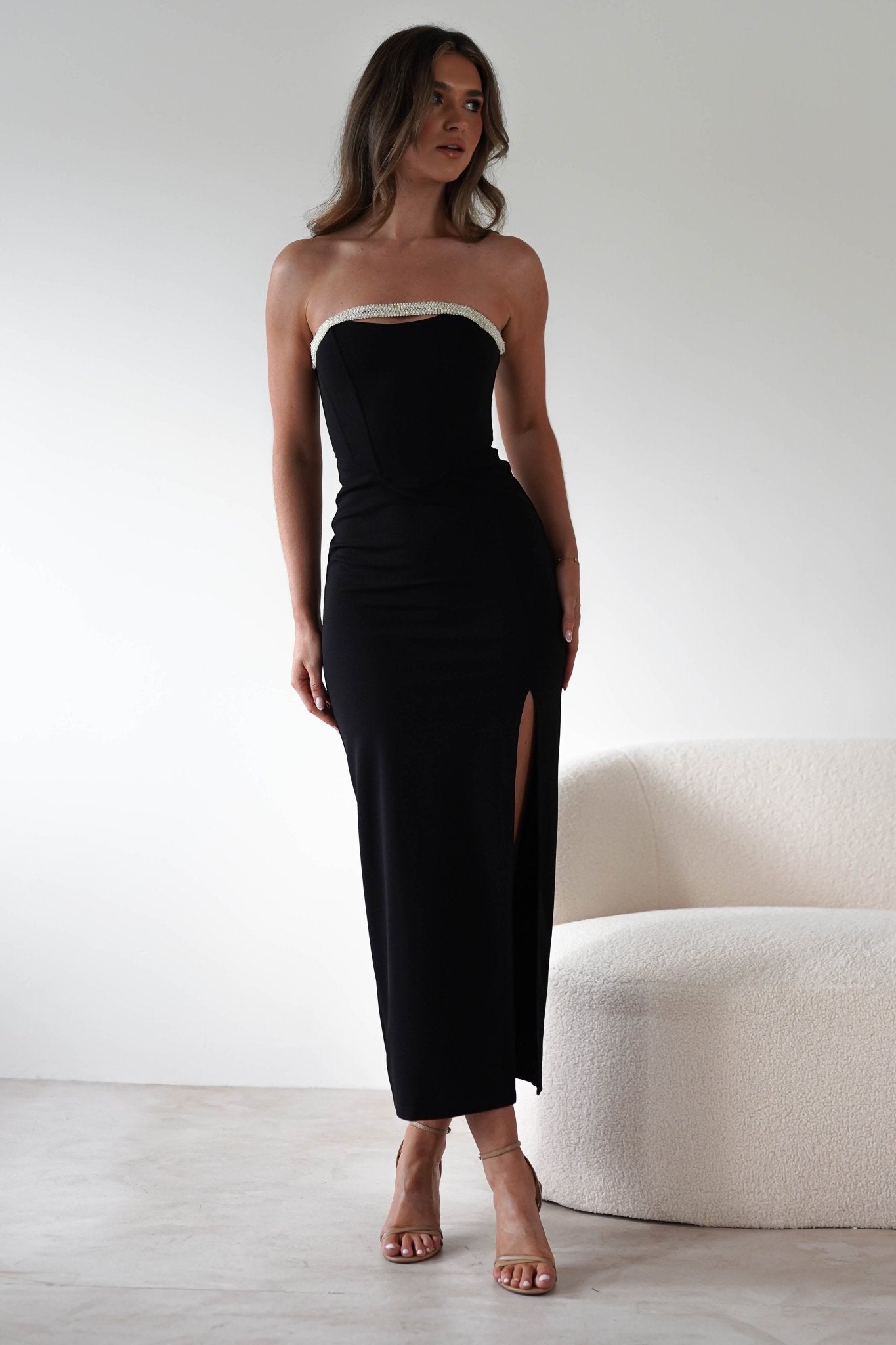 Nylia Strapless Bodycon Maxi Dress | Black | Oh Hello Clothing | XS (6)