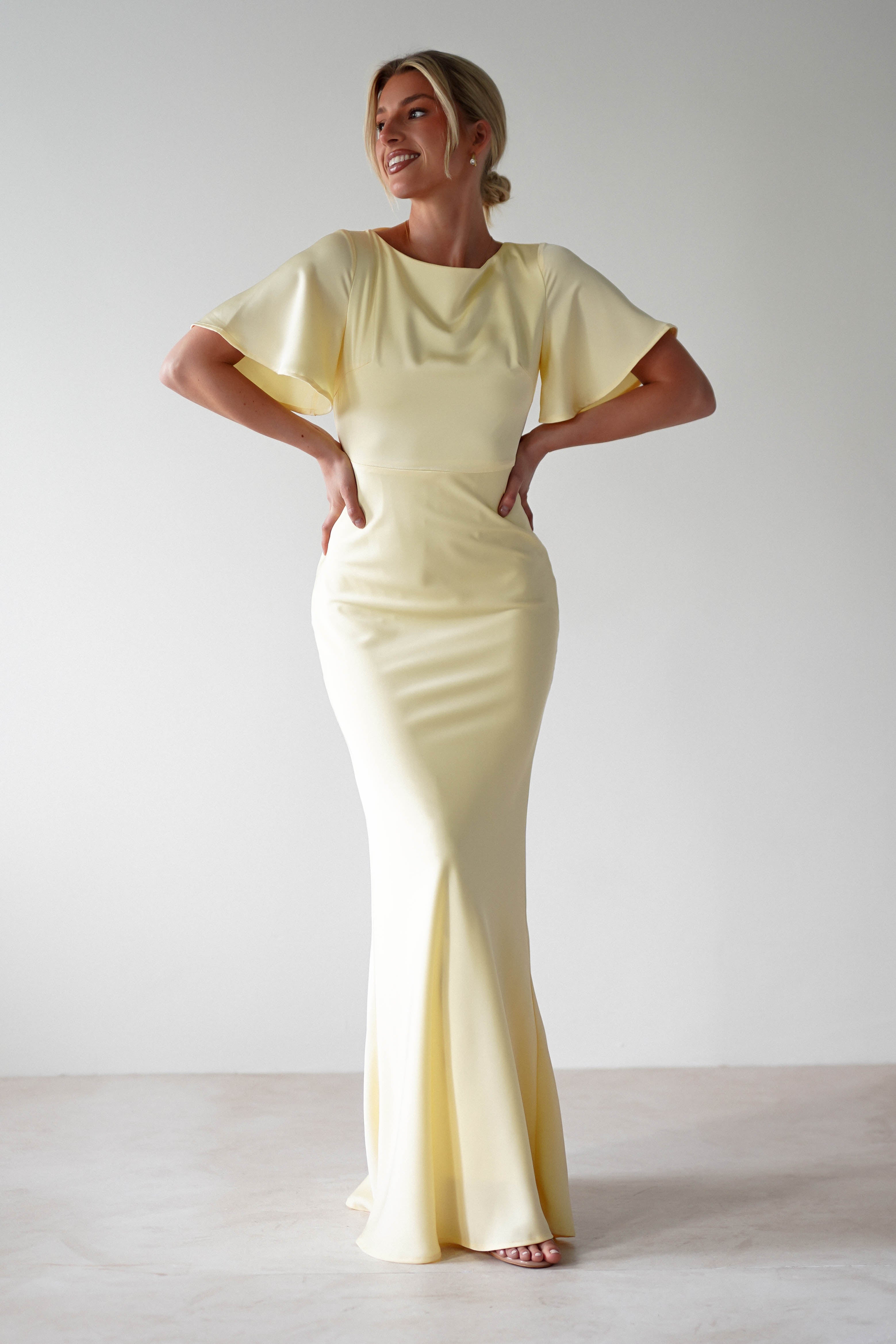 Olivia Soft Matte Satin Maxi Dress | Yellow | Oh Hello Clothing | XS (6)
