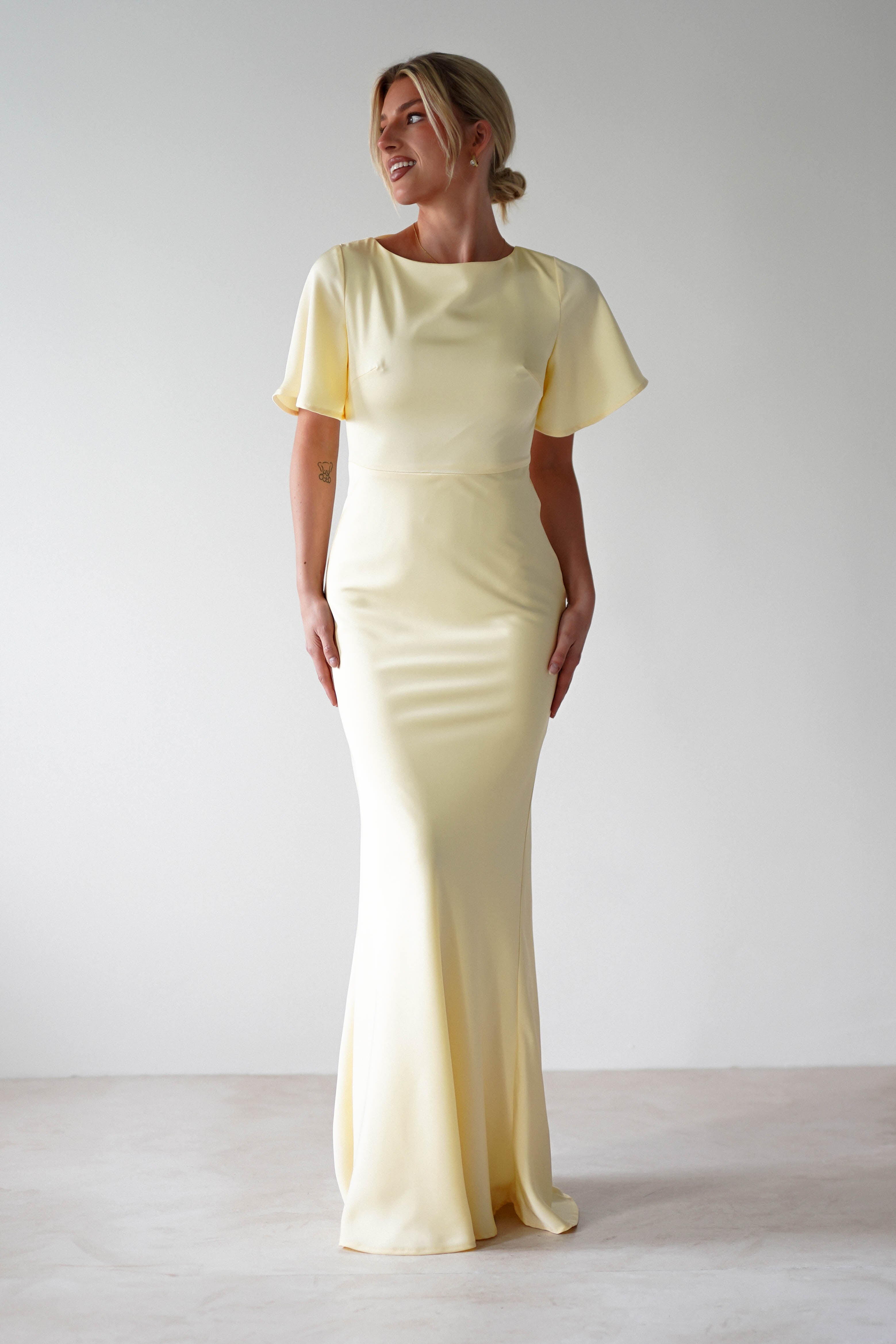 Olivia Soft Matte Satin Maxi Dress | Yellow | Oh Hello Clothing | XS (6)