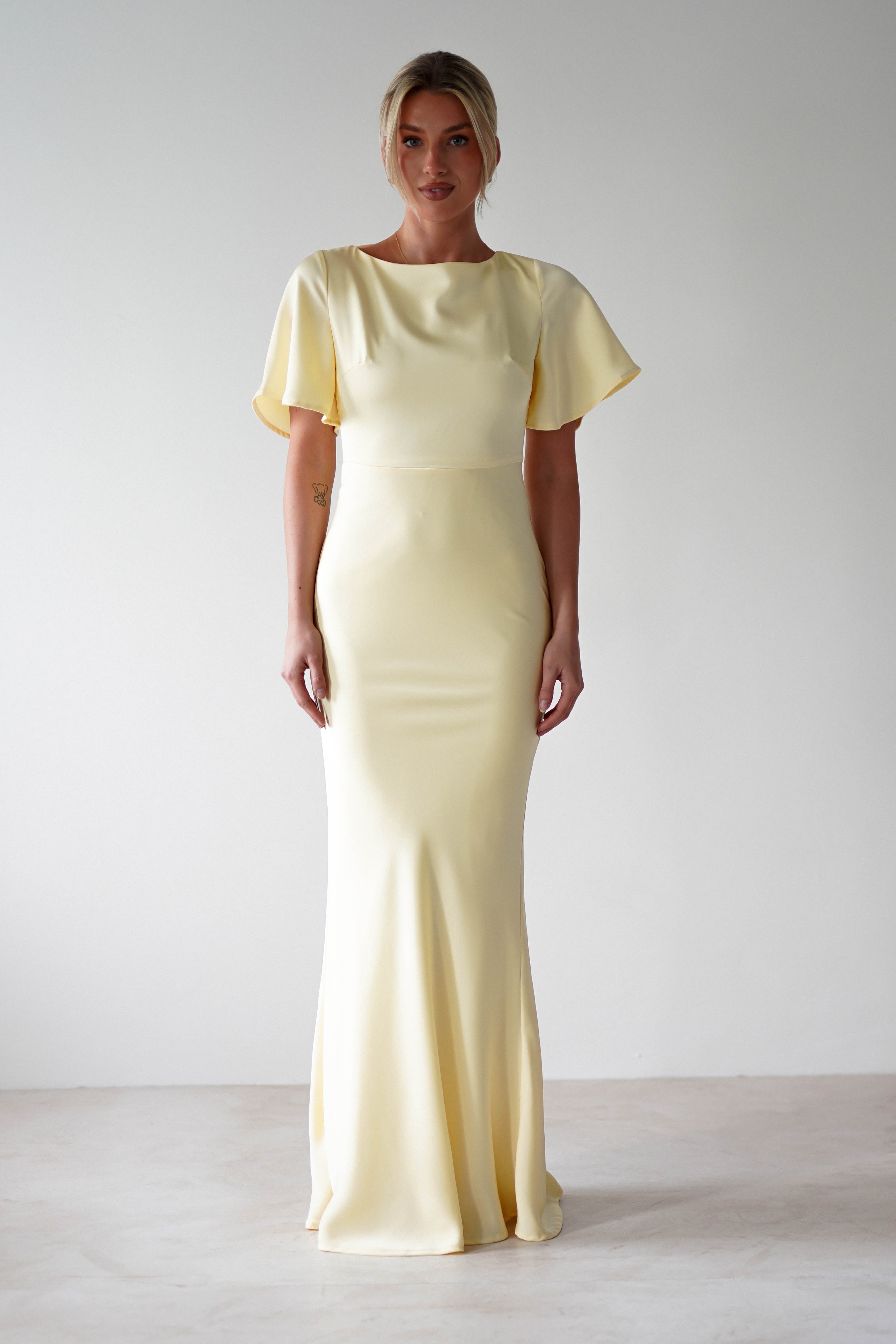 Olivia Soft Matte Satin Maxi Dress | Yellow | Oh Hello Clothing | XS (6)