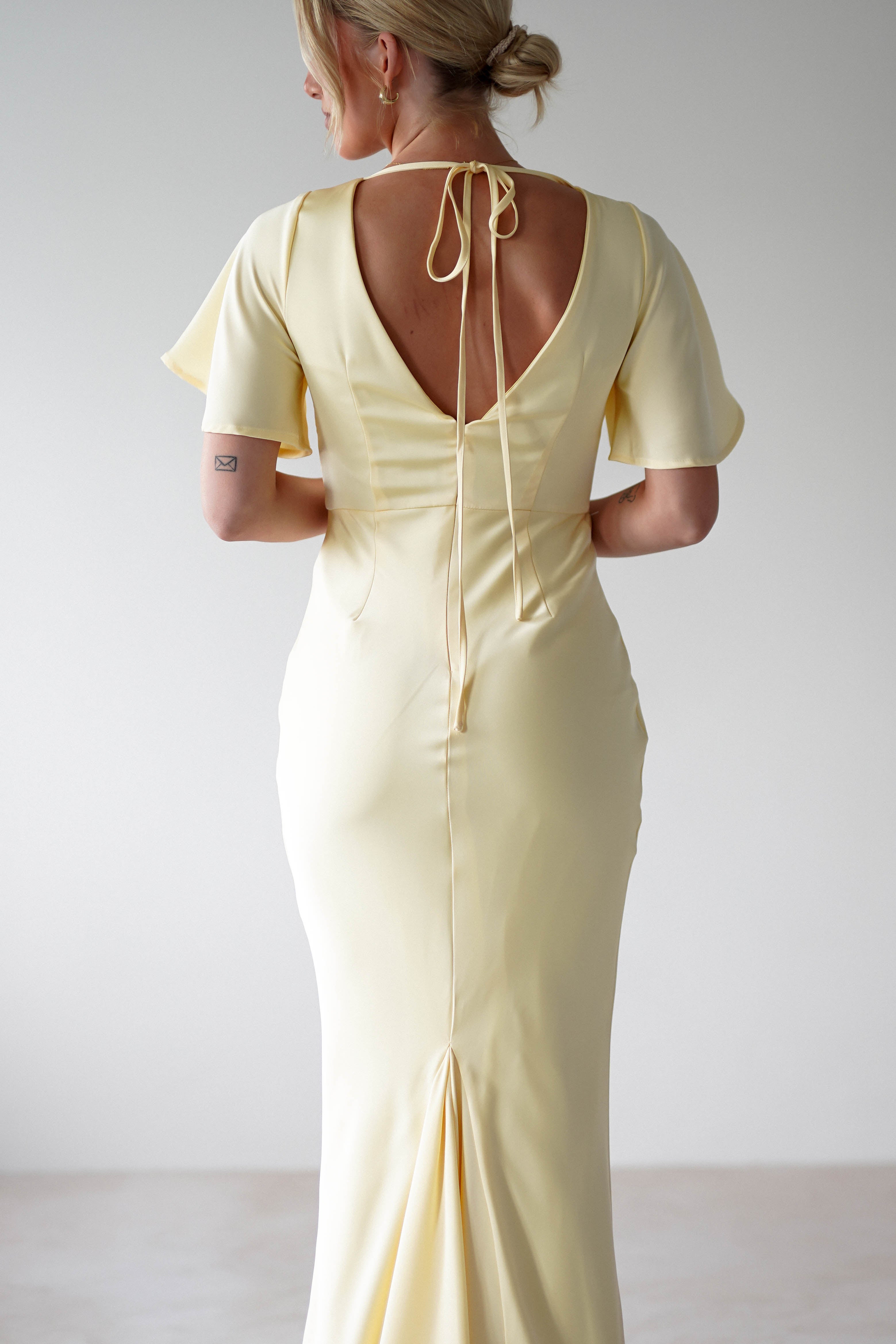 Olivia Soft Matte Satin Maxi Dress | Yellow | Oh Hello Clothing | XS (6)