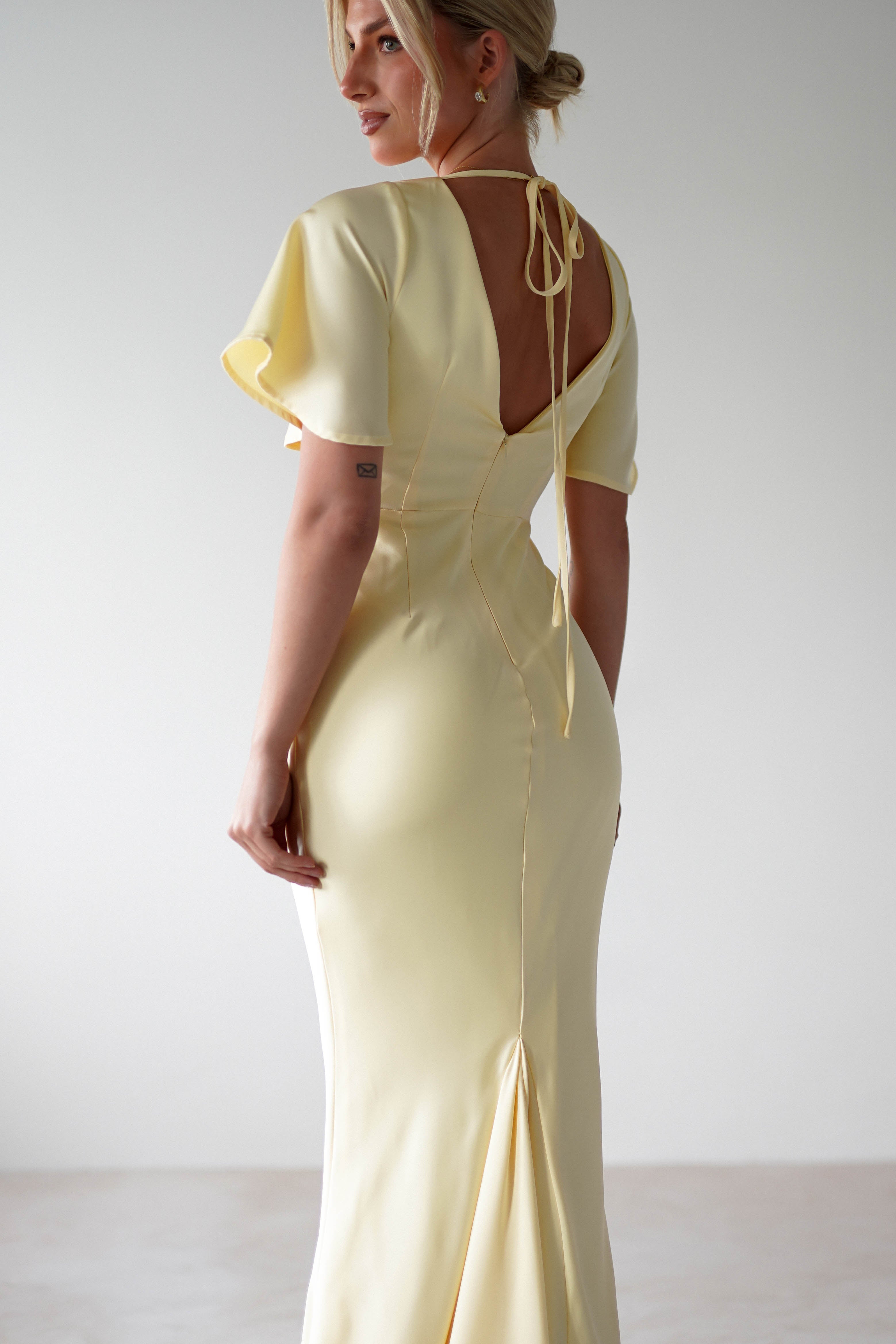Olivia Soft Matte Satin Maxi Dress | Yellow | Oh Hello Clothing | XS (6)