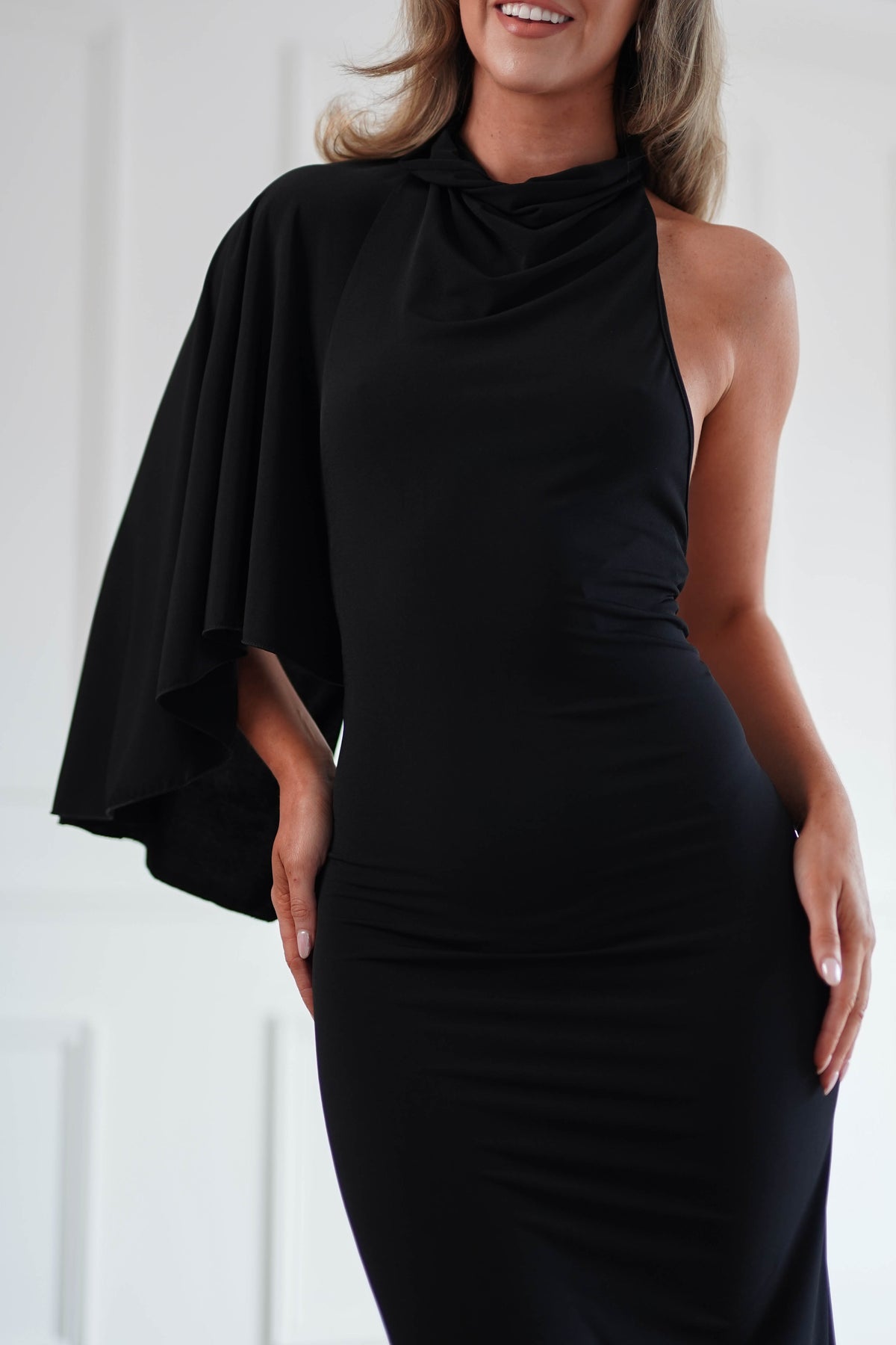 Oh Hello Clothing Women > Clothing > Dresses Ottilie Cape Shoulder Maxi Dress | Black