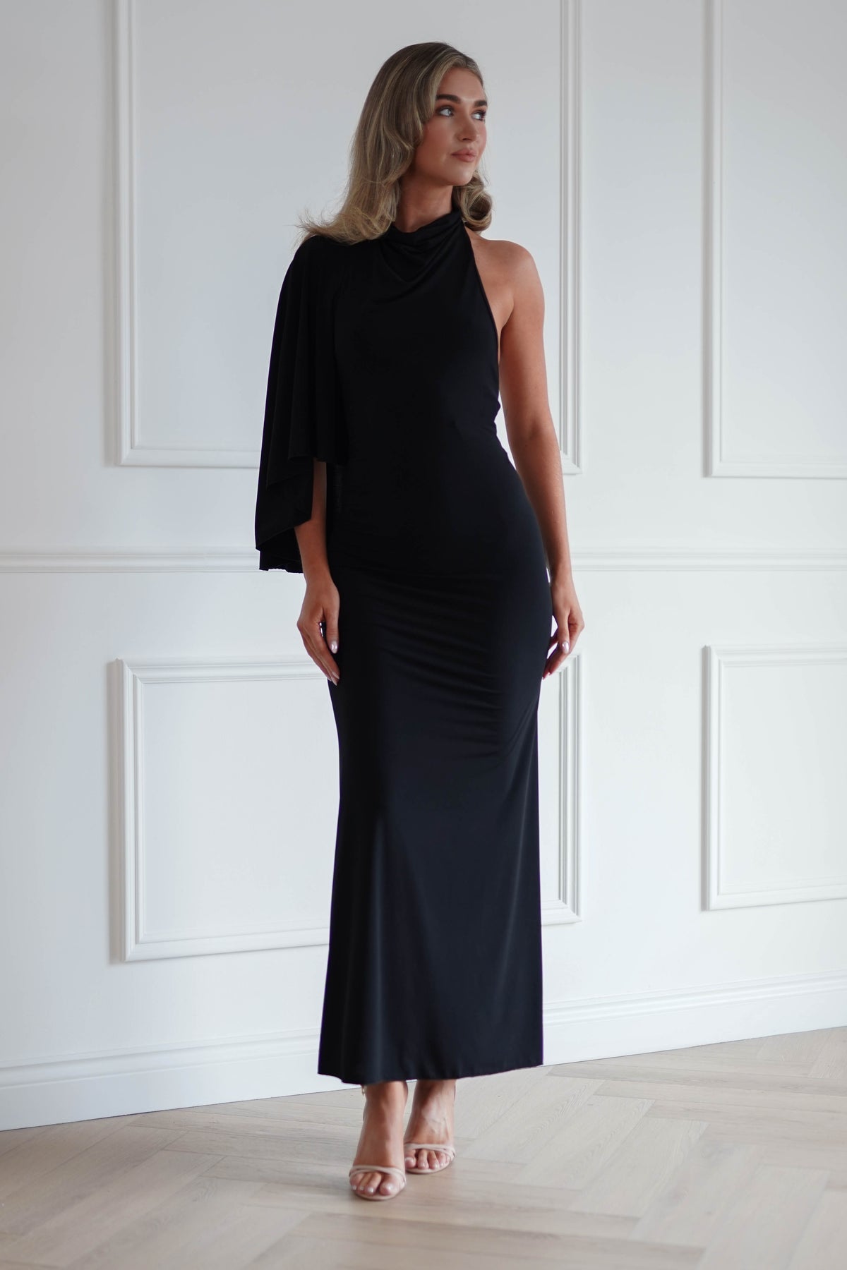 Oh Hello Clothing Women > Clothing > Dresses Ottilie Cape Shoulder Maxi Dress | Black