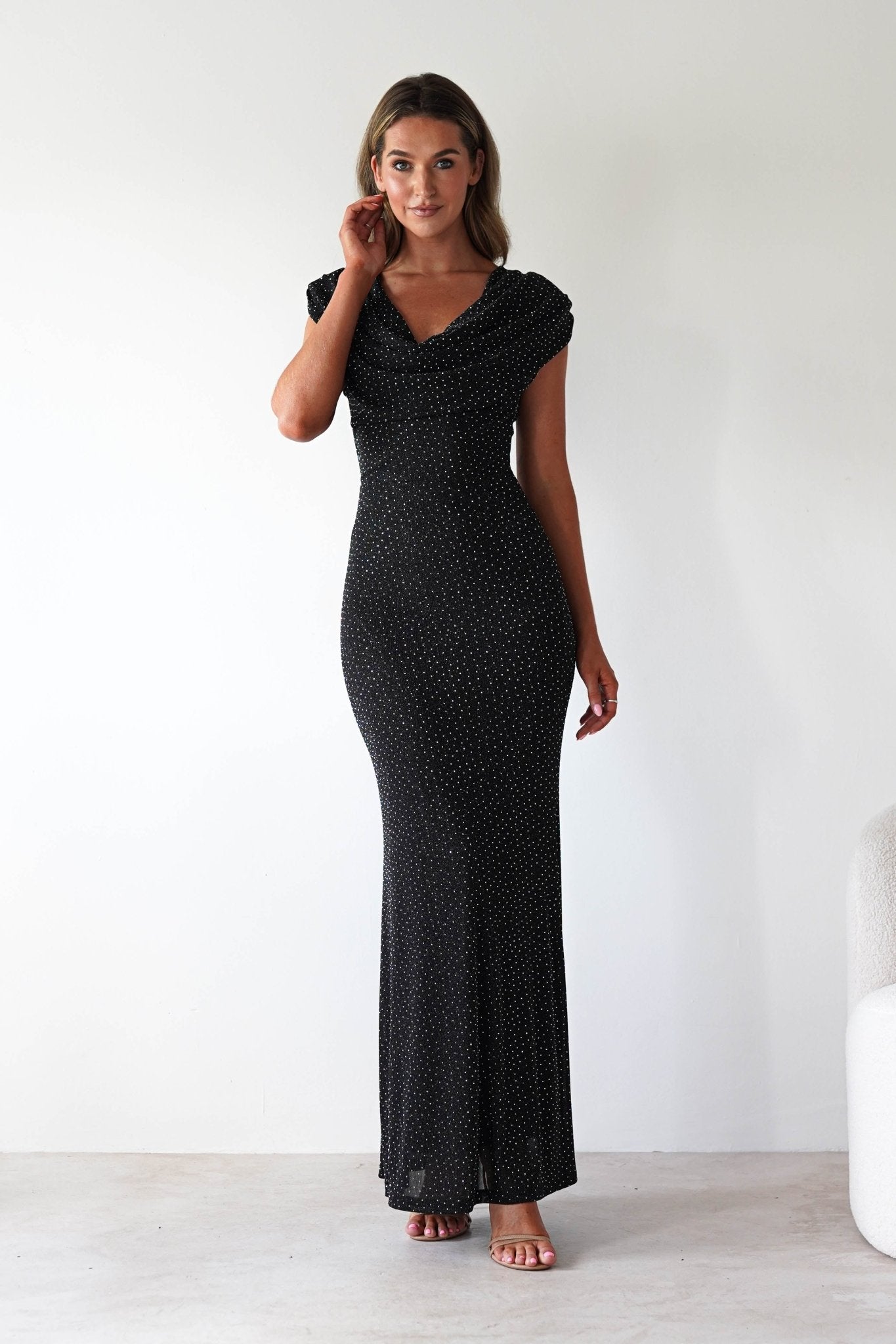 Pascal Bodycon Embellished Maxi Dress | Black | Oh Hello Clothing | S (8)