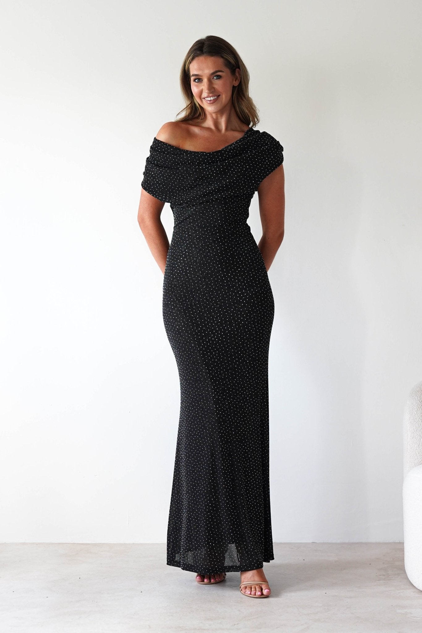 Pascal Bodycon Embellished Maxi Dress | Black | Oh Hello Clothing | S (8)
