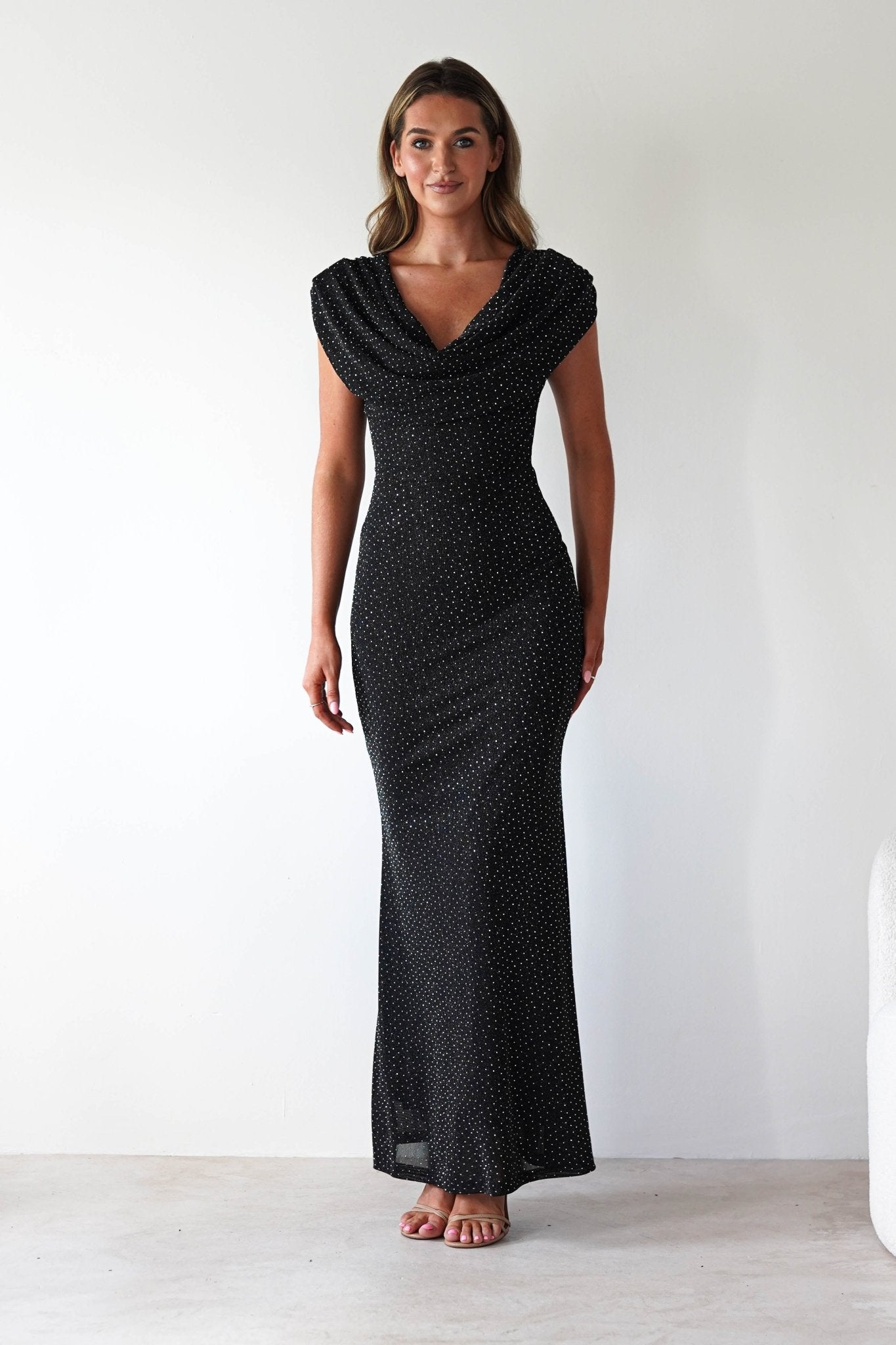 Pascal Bodycon Embellished Maxi Dress | Black | Oh Hello Clothing | S (8)