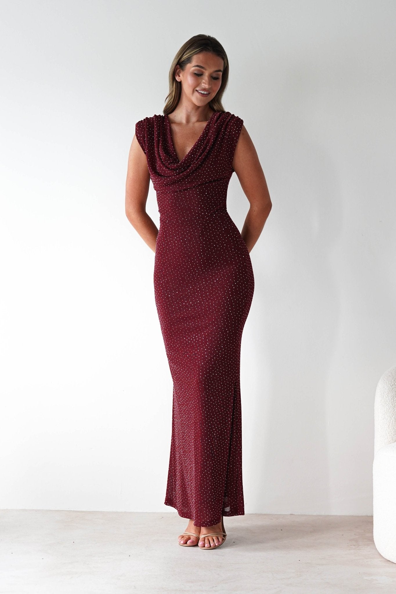 Pascal Bodycon Embellished Maxi Dress | Wine | Oh Hello Clothing | S (8)