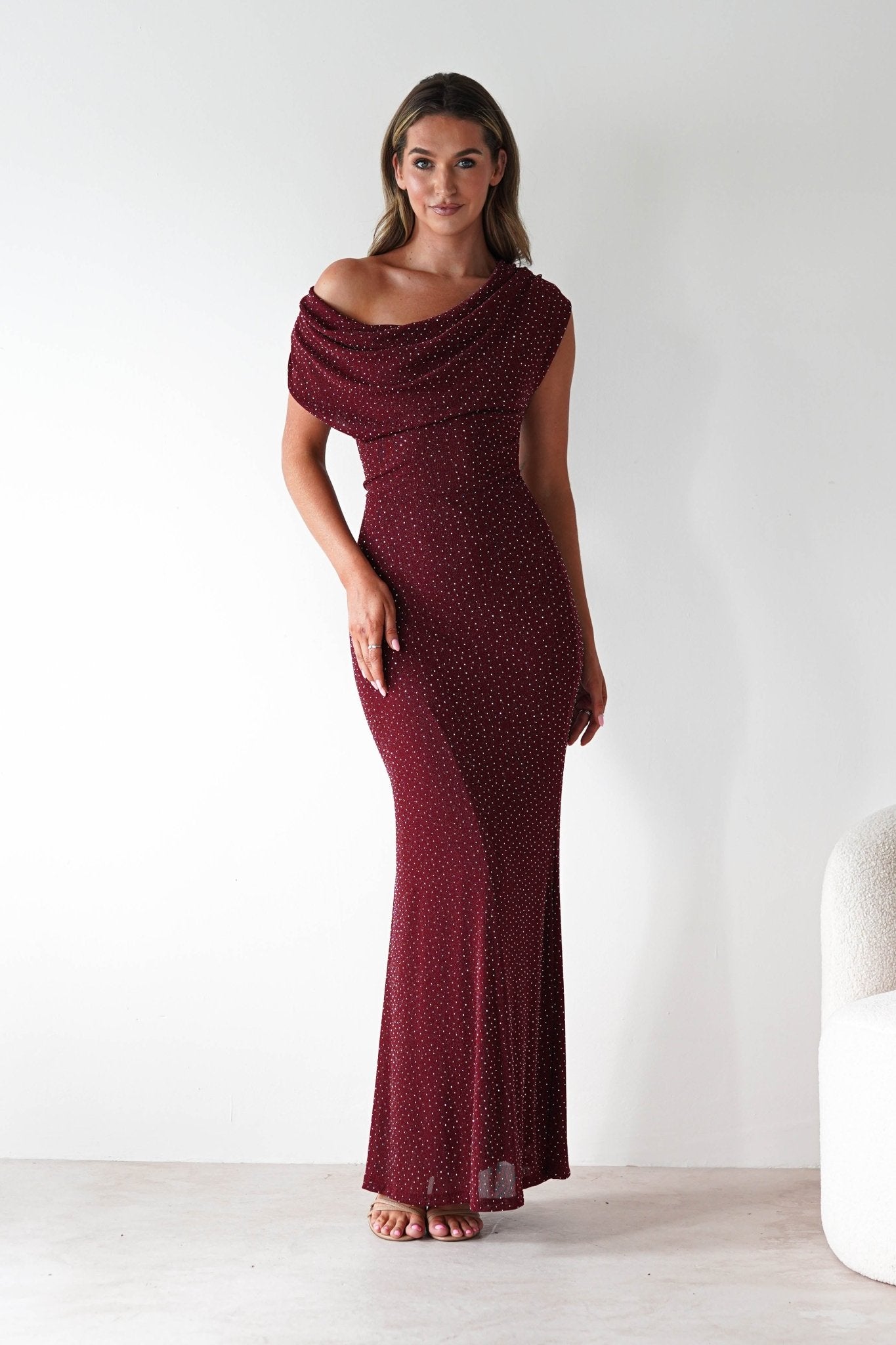 Pascal Bodycon Embellished Maxi Dress | Wine | Oh Hello Clothing | S (8)