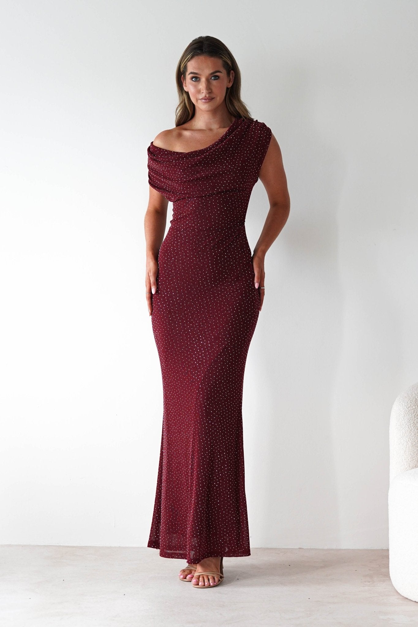 Pascal Bodycon Embellished Maxi Dress | Wine | Oh Hello Clothing | S (8)