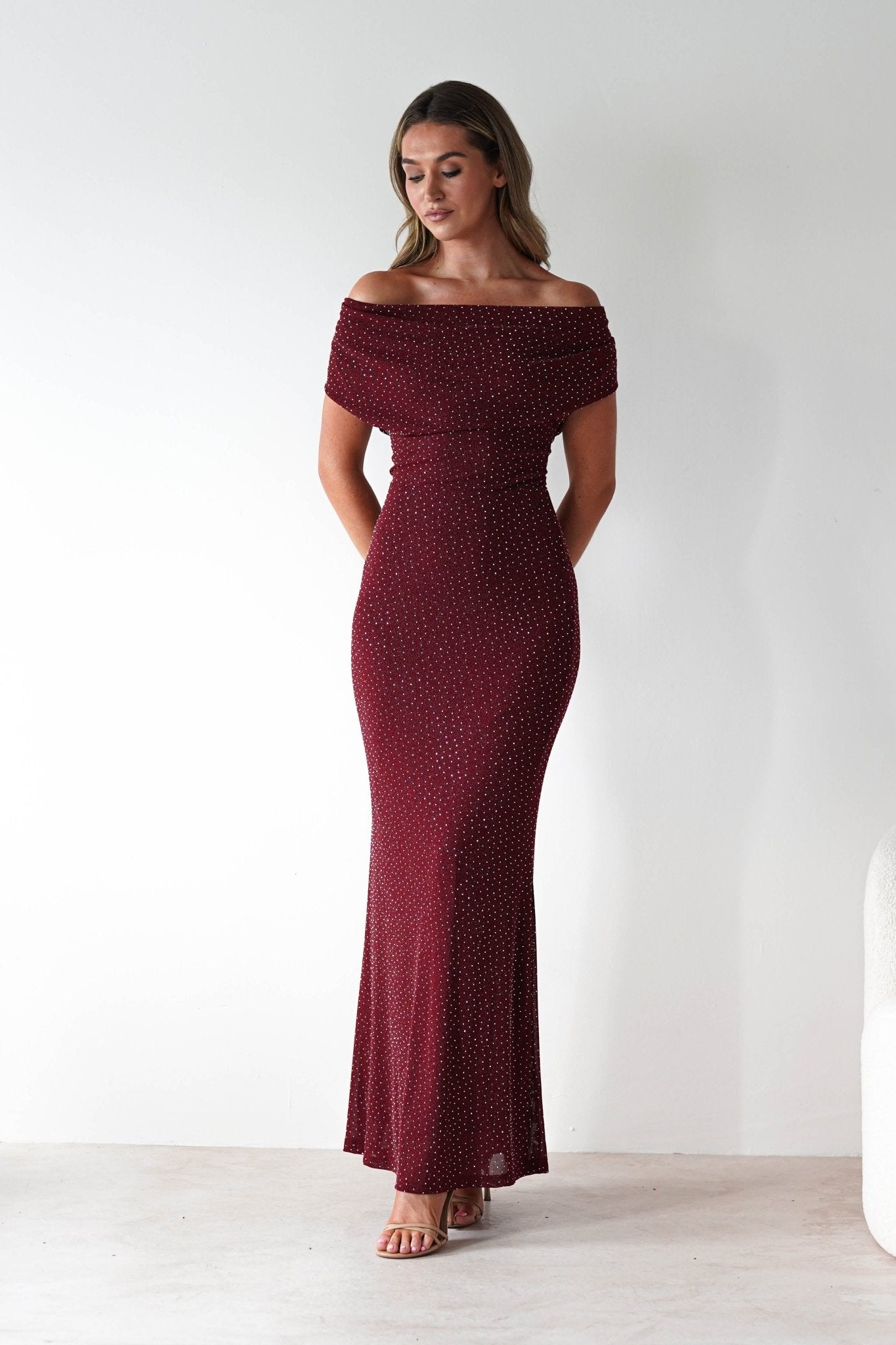 Pascal Bodycon Embellished Maxi Dress | Wine | Oh Hello Clothing | S (8)