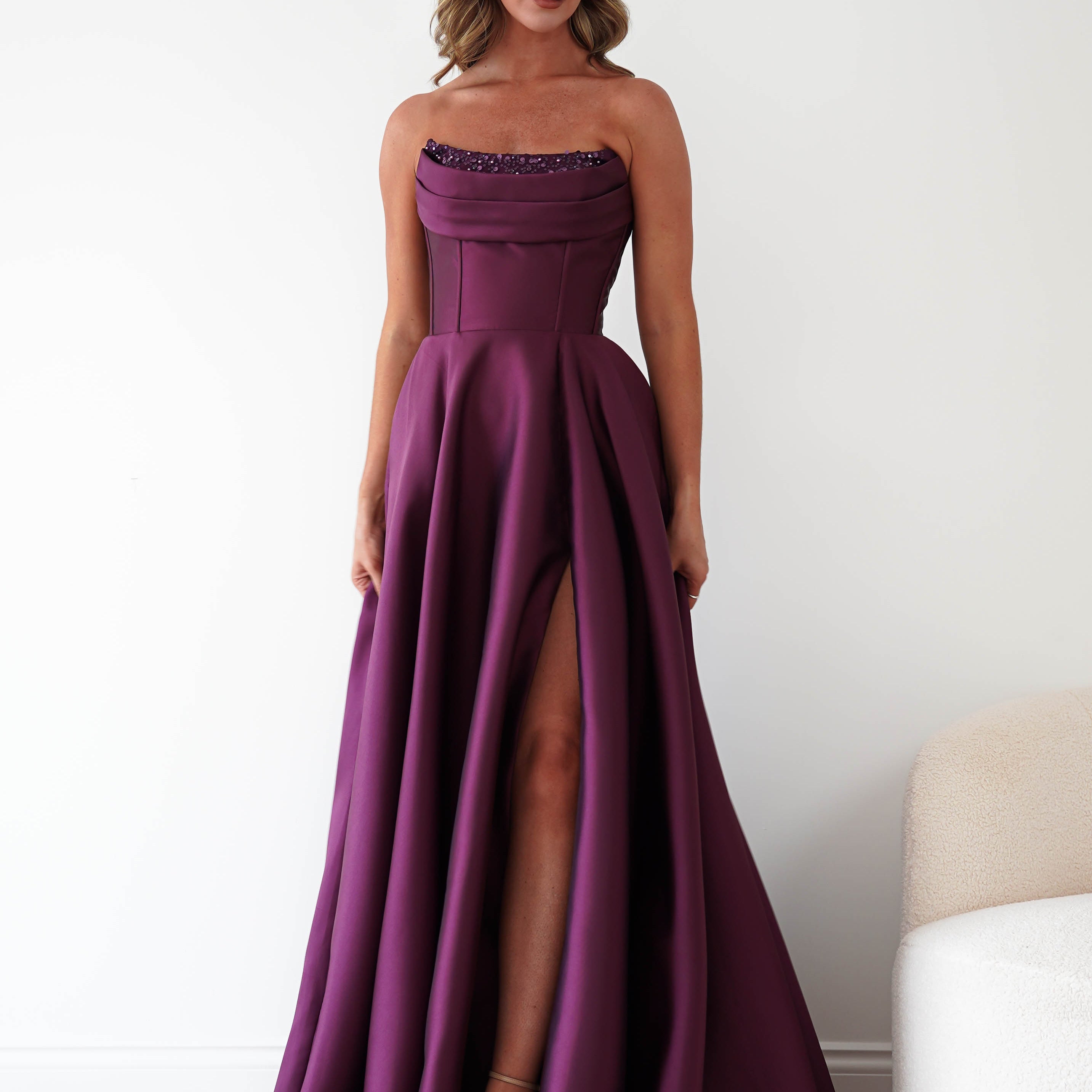 Oh Hello Clothing Dresses > Prom Dresses Pepper Strapless A-Line Maxi Gown | Berry