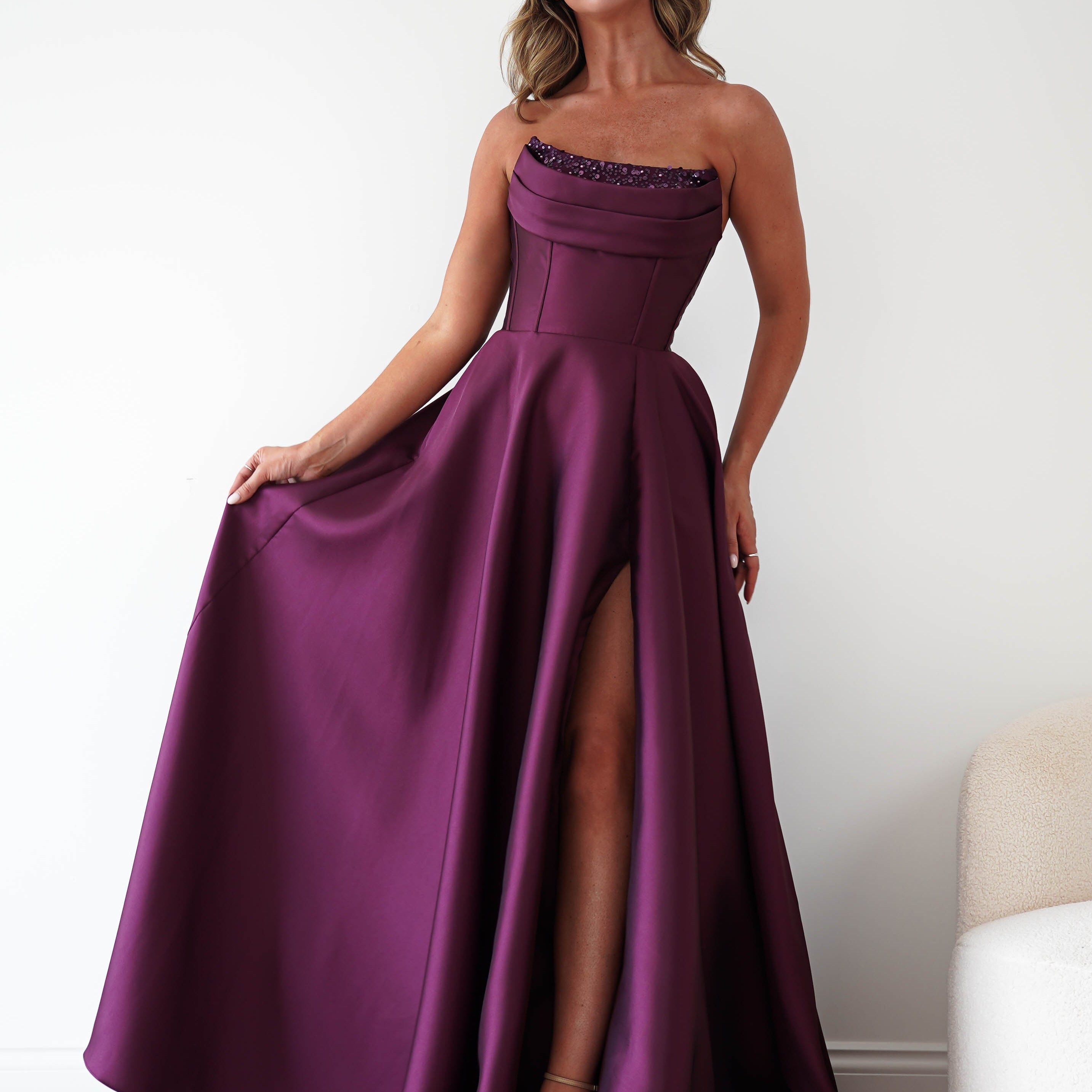 Oh Hello Clothing Dresses > Prom Dresses Pepper Strapless A-Line Maxi Gown | Berry