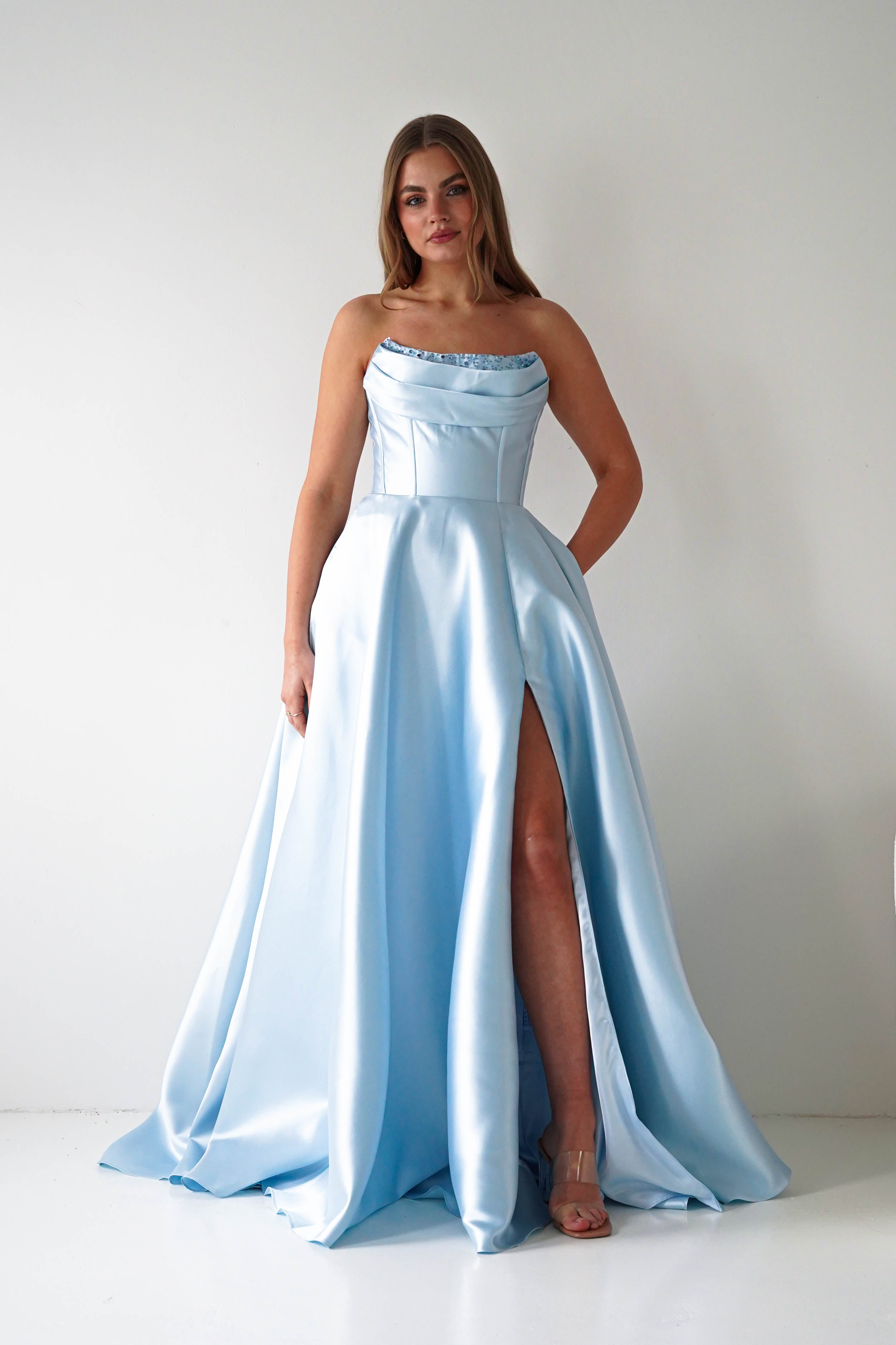 Oh Hello Clothing Dresses > Prom Dresses Pepper Strapless A-Line Maxi Gown | Blue