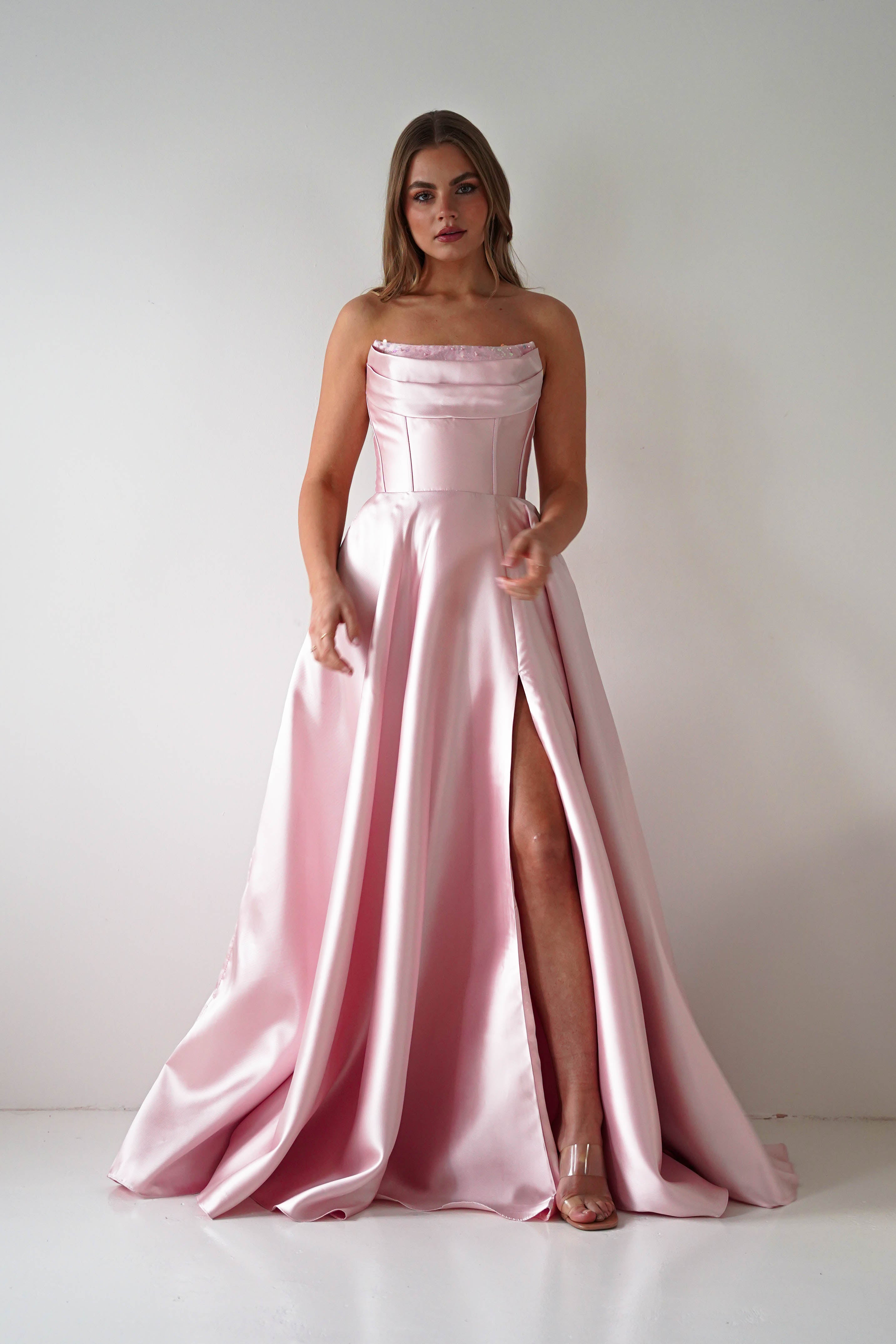 Oh Hello Clothing Dresses > Prom Dresses Pepper Strapless A-Line Maxi Gown | Pink
