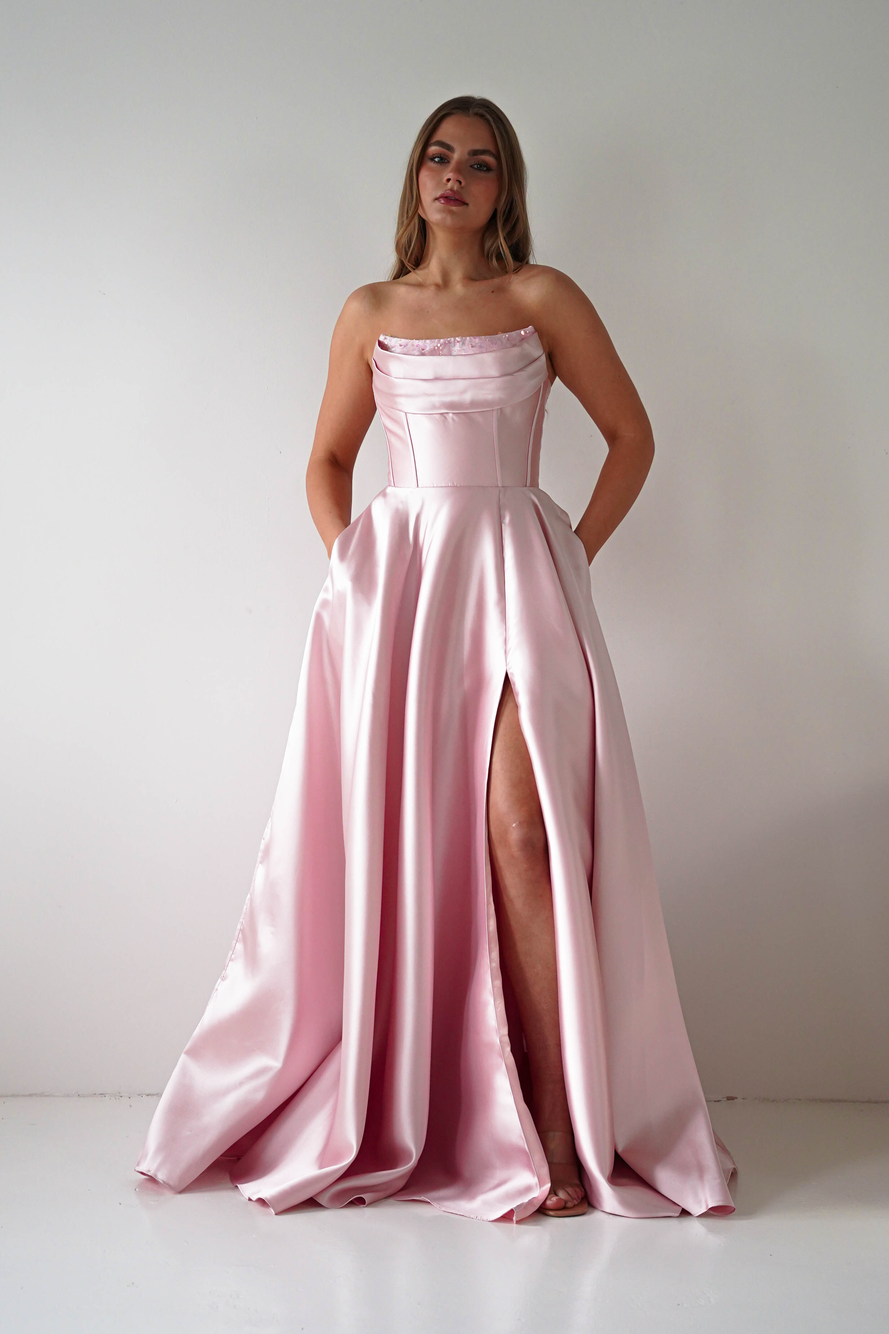 Oh Hello Clothing Dresses > Prom Dresses Pepper Strapless A-Line Maxi Gown | Pink