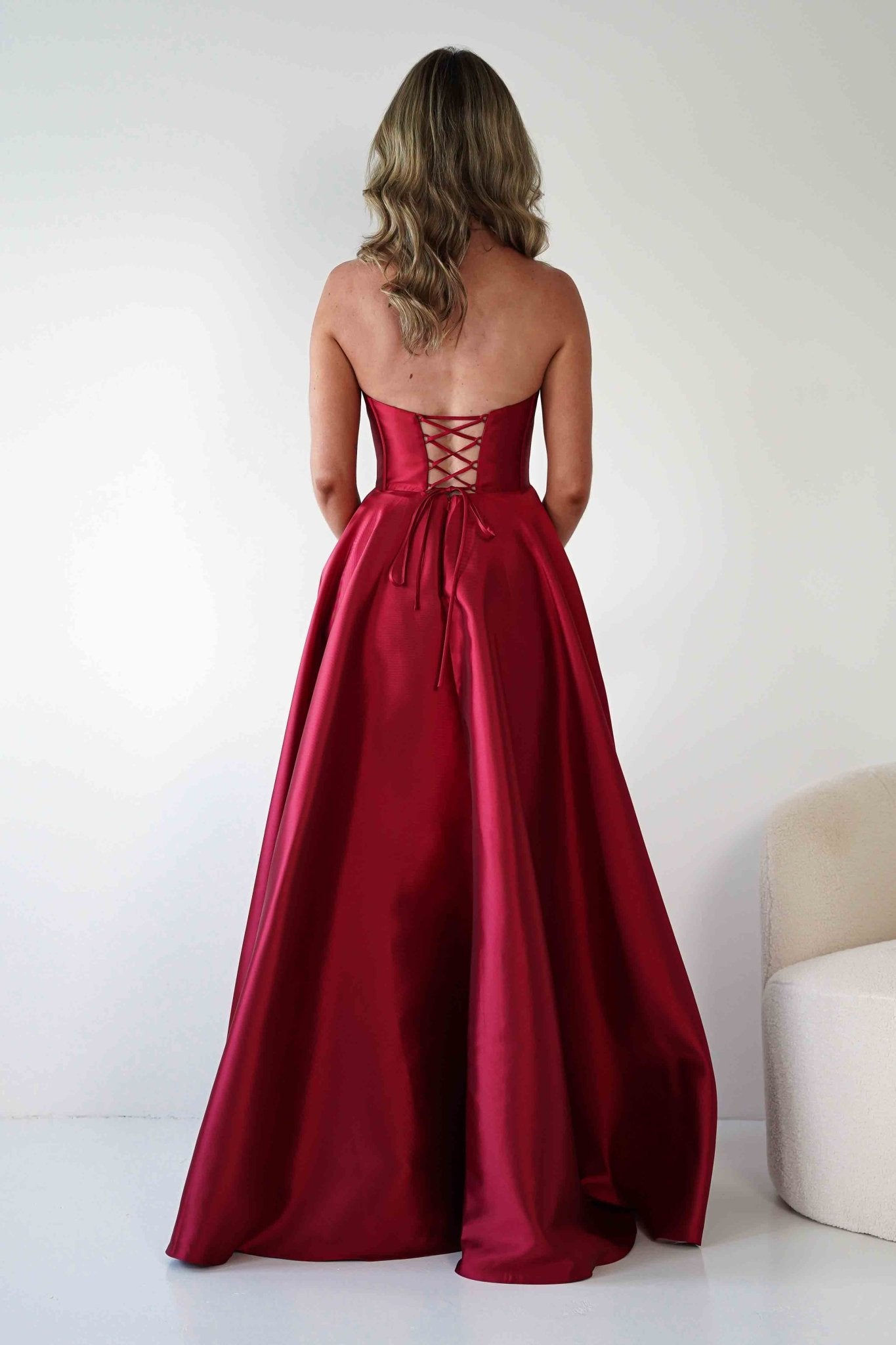 Pepper Strapless A - Line Maxi Gown | Red | Oh Hello Clothing | S (8)