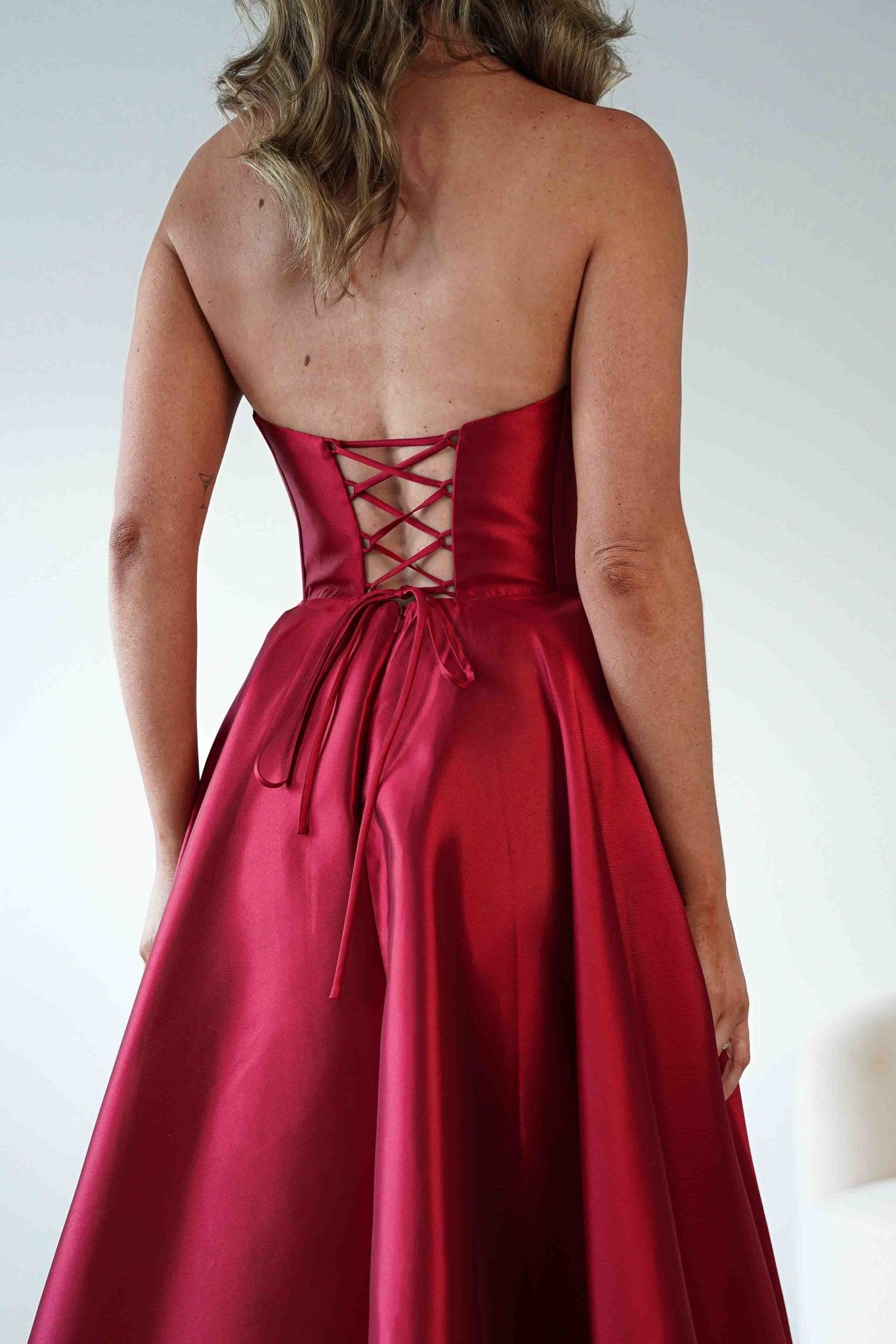 Pepper Strapless A - Line Maxi Gown | Red | Oh Hello Clothing | S (8)