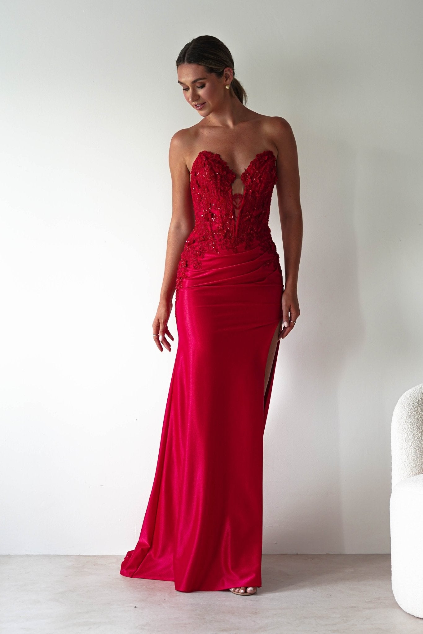 Perla Embellished Gown | Red | Oh Hello Clothing | XS (6)