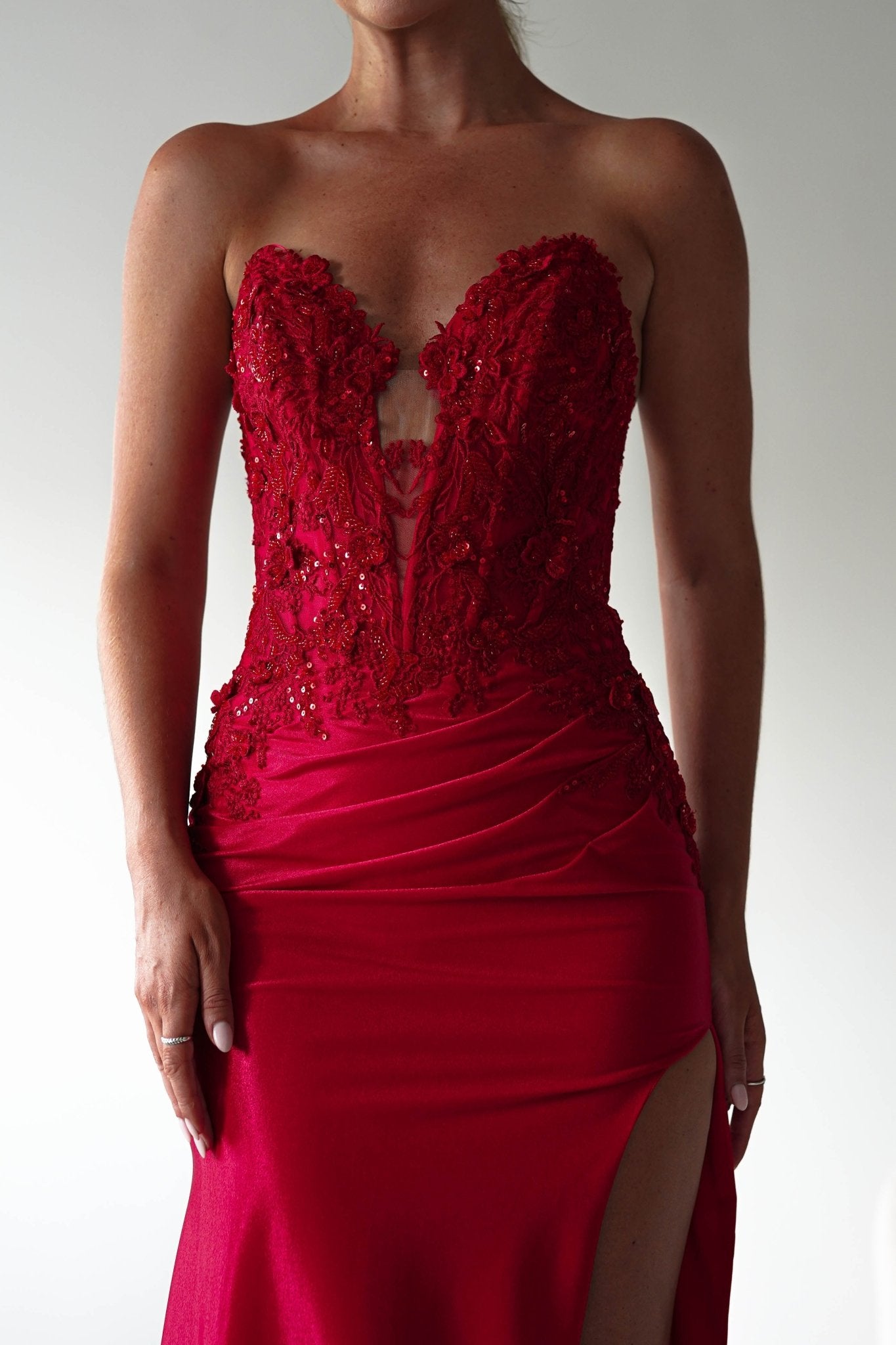 Perla Embellished Gown | Red | Oh Hello Clothing | XS (6)