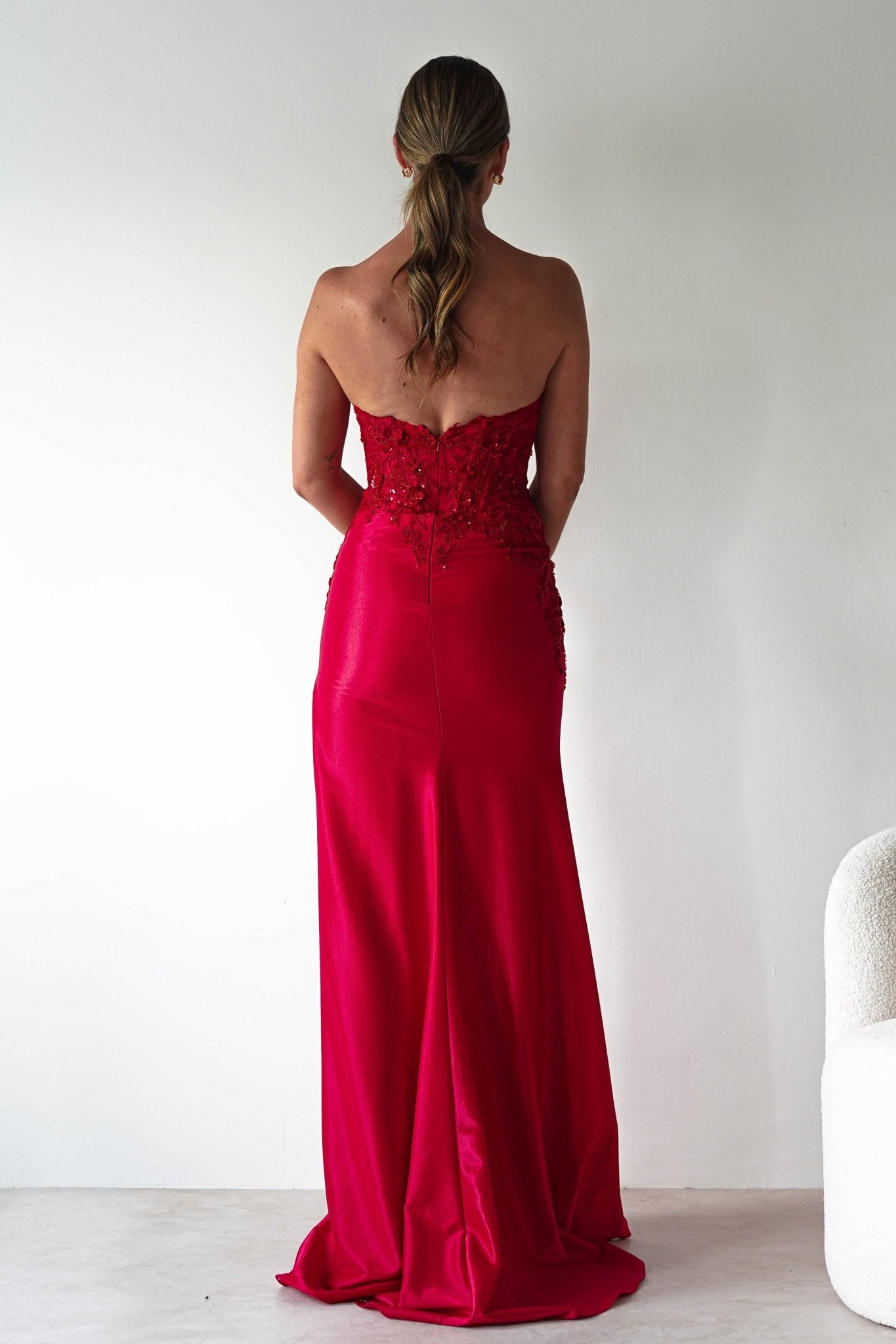 Perla Embellished Gown | Red | Oh Hello Clothing | XS (6)