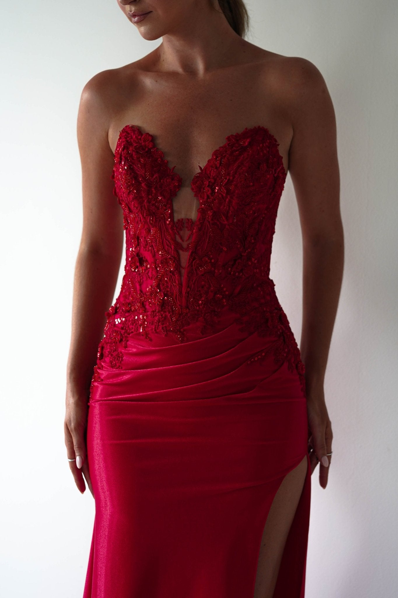 Perla Embellished Gown | Red | Oh Hello Clothing | XS (6)