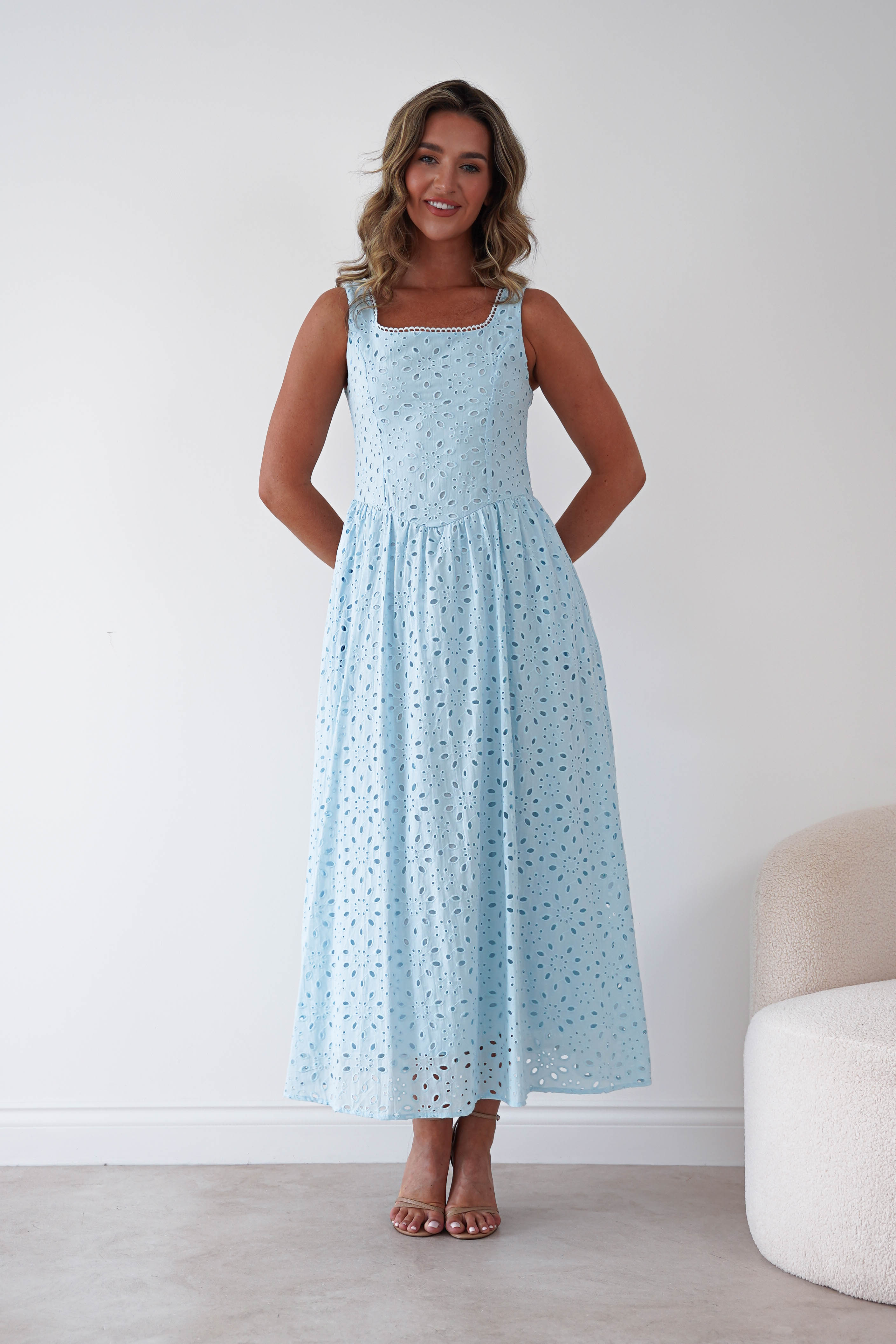 Oh Hello Clothing Women > Clothing > Dresses Petal Skater Cotton Maxi Dress | Blue