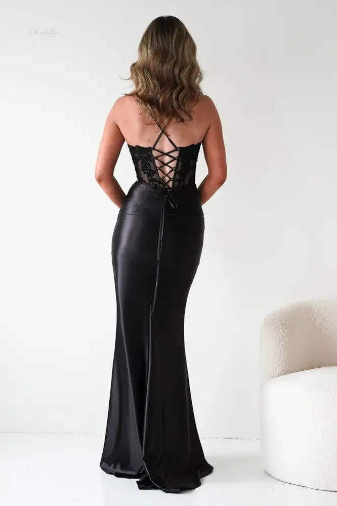 Oh Hello Clothing Dresses > Prom Dresses Raya Embellished Corset Gown | Black