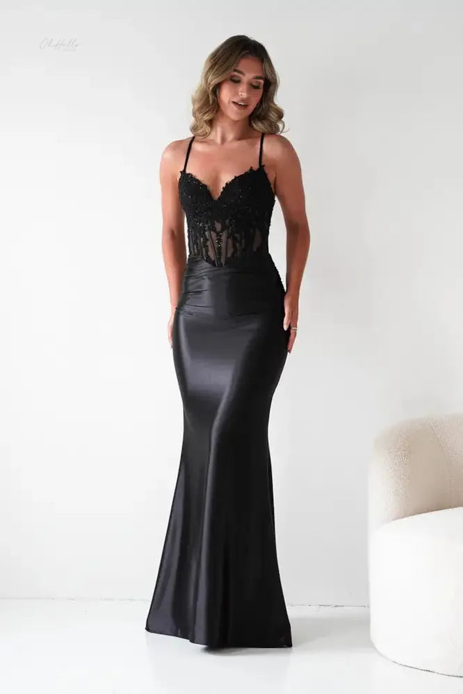 Oh Hello Clothing Dresses > Prom Dresses Raya Embellished Corset Gown | Black