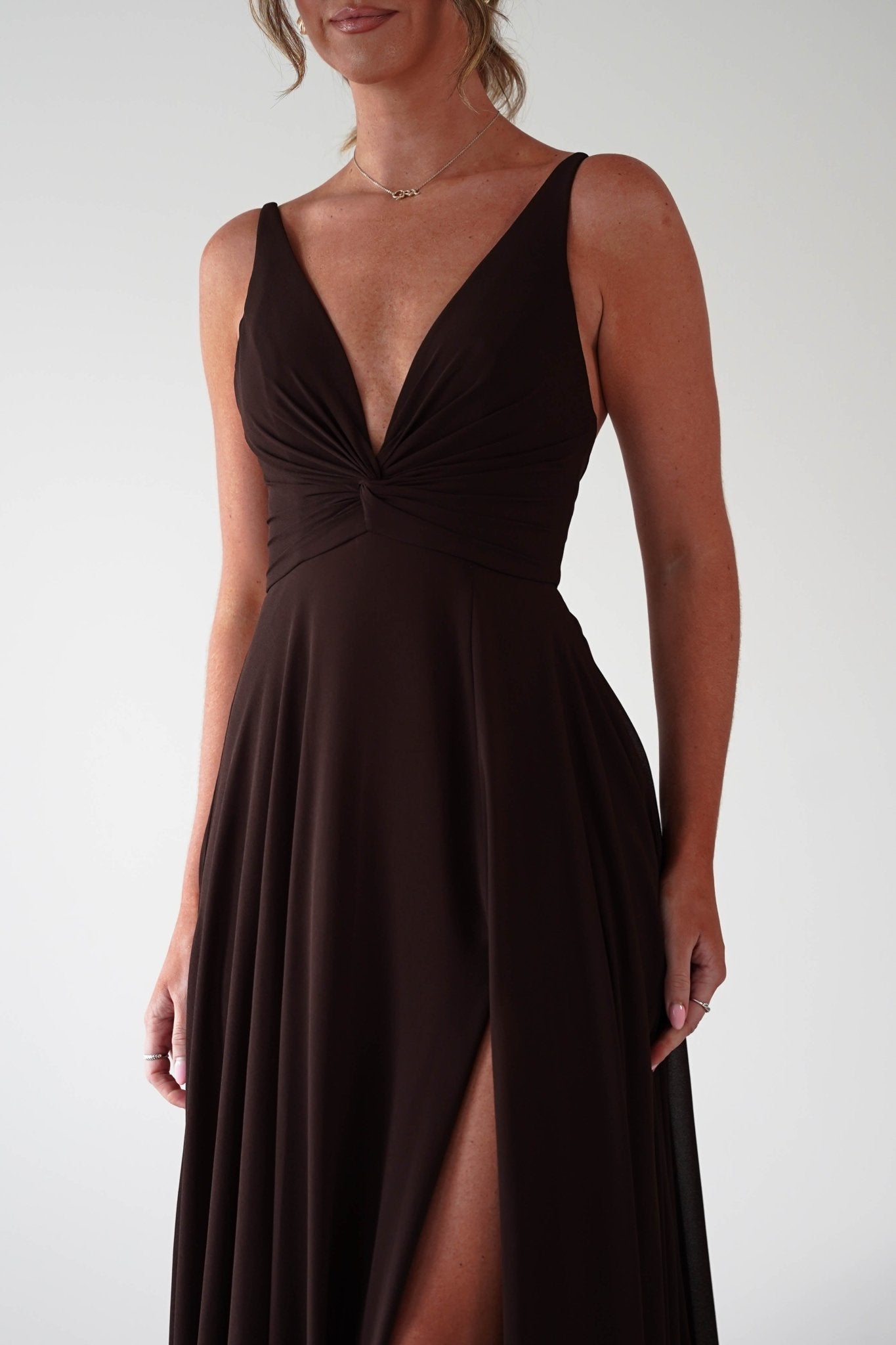 Rebecca Chiffon Maxi Dress | Brown | Oh Hello Clothing | S (8)