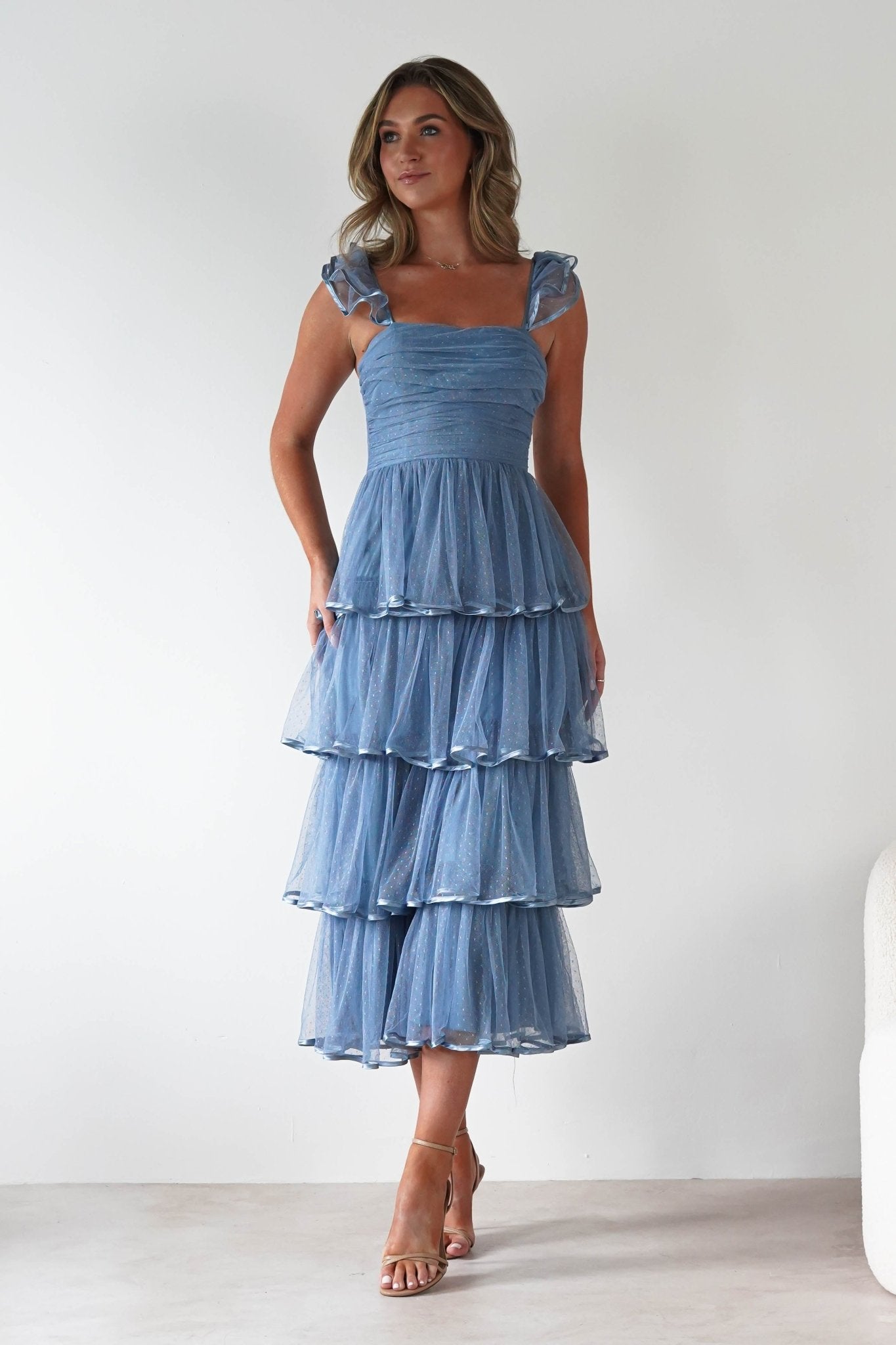 Riverina Tulle Layered Midi Dress | Blue | Oh Hello Clothing | S (8)