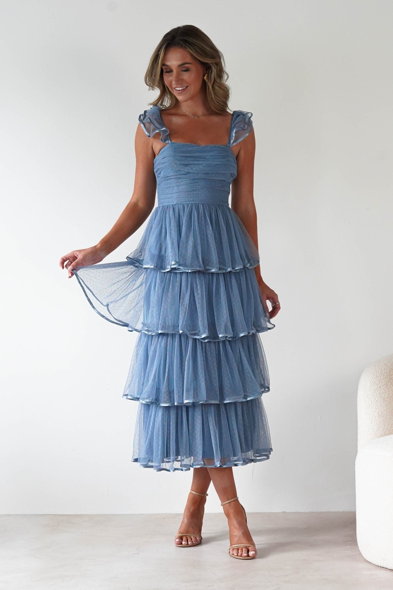 Riverina Tulle Layered Midi Dress | Blue | Oh Hello Clothing | S (8)
