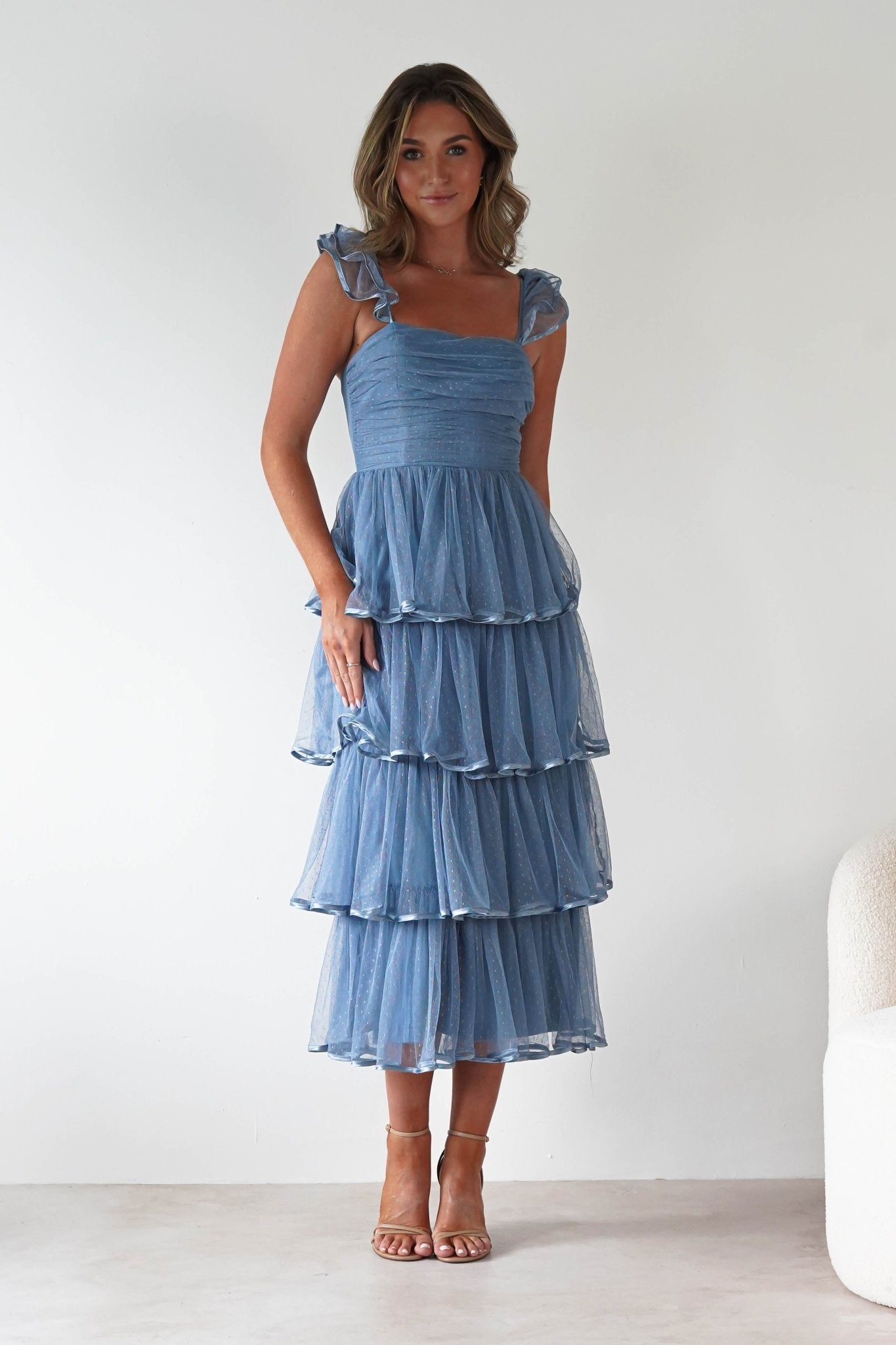 Riverina Tulle Layered Midi Dress | Blue | Oh Hello Clothing | S (8)