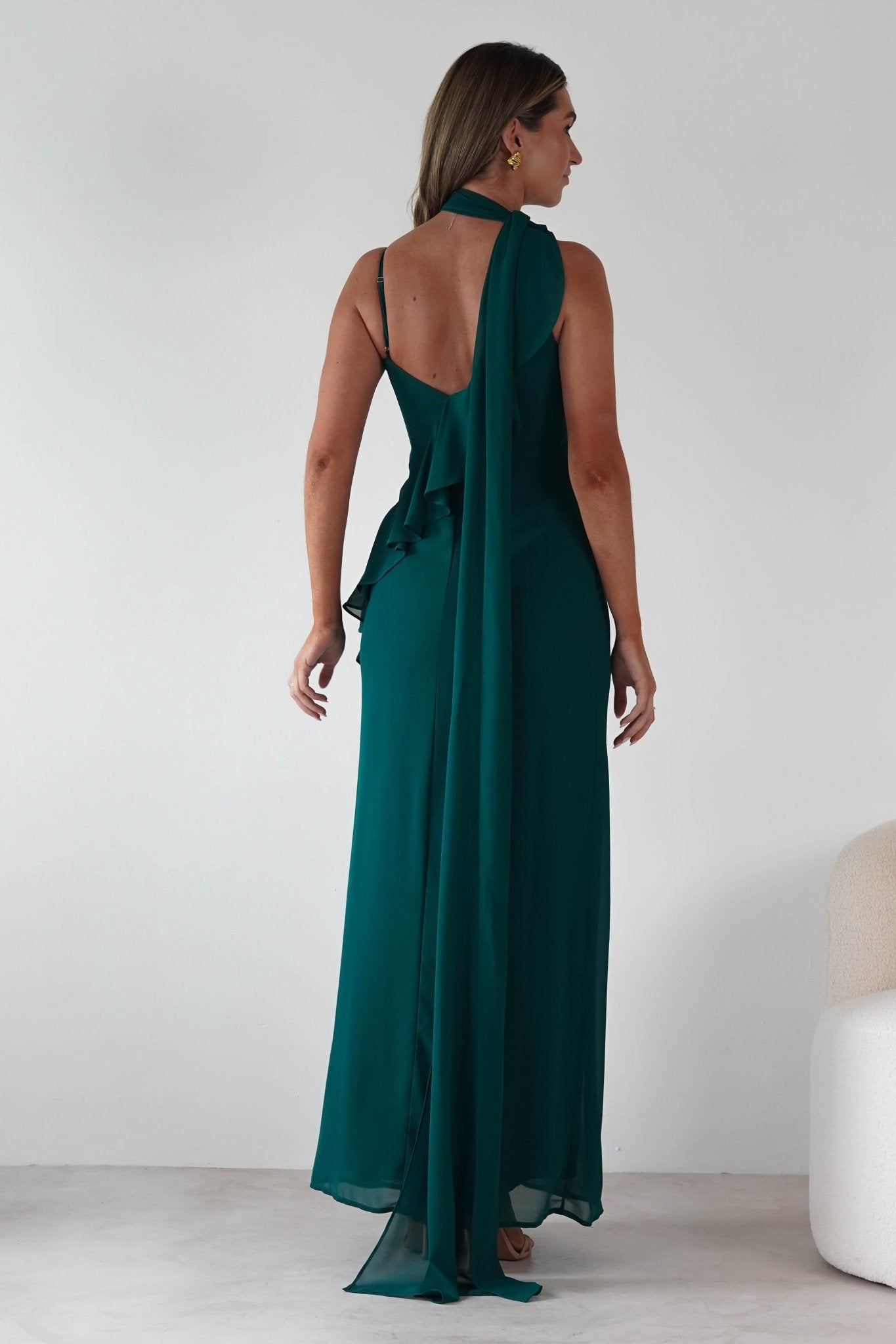 Rosella Ruffle Detail Maxi Dress | Emerald | Oh Hello Clothing | S (8)