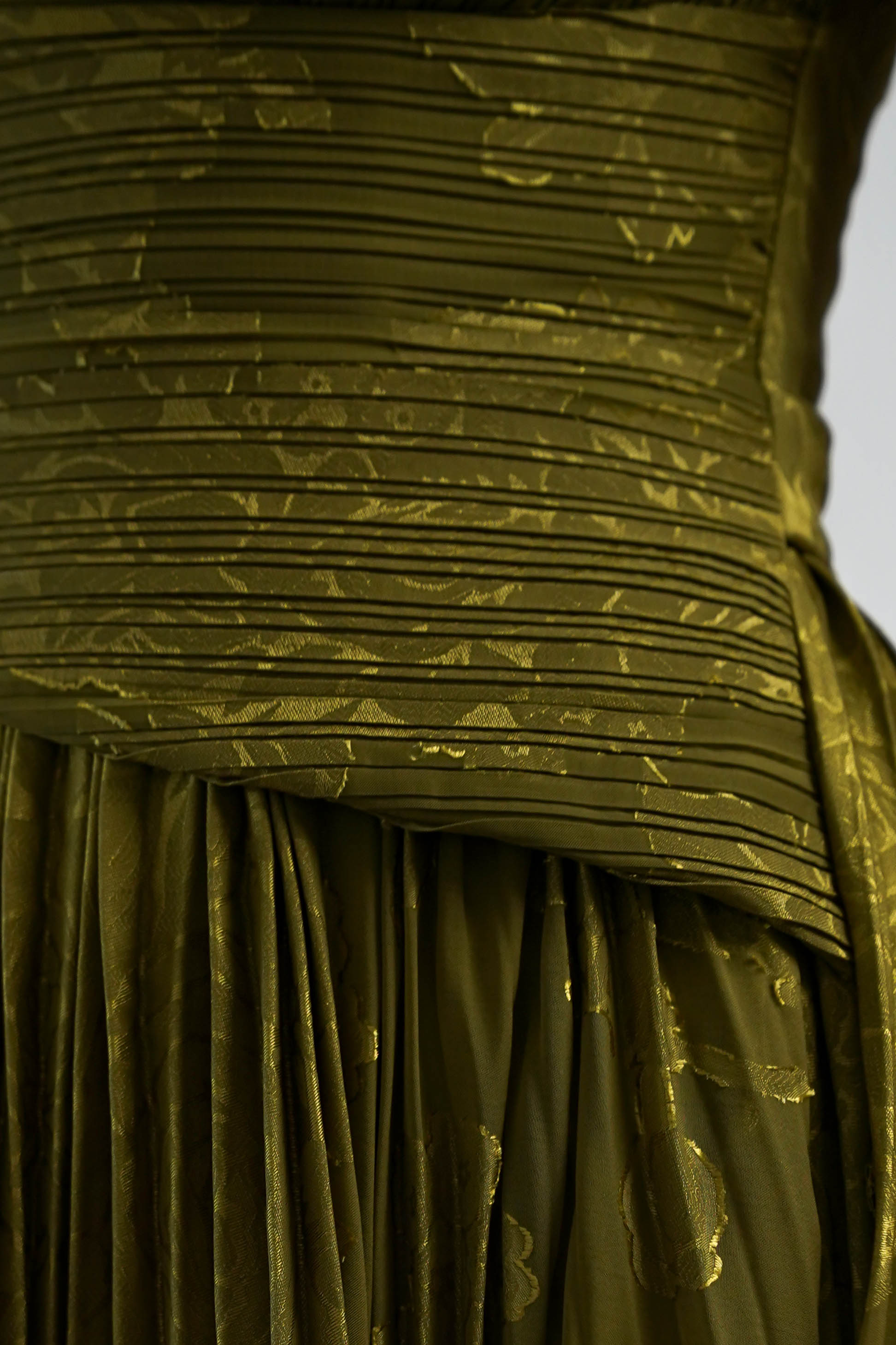 Oh Hello Clothing Women > Clothing > Dresses Rubi Floral Textured Ruffle Pleated Maxi Dress | Green