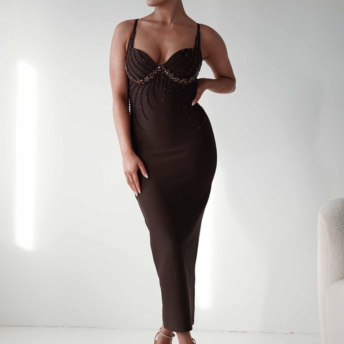 Ruby Intricate Beaded Bandage Dress