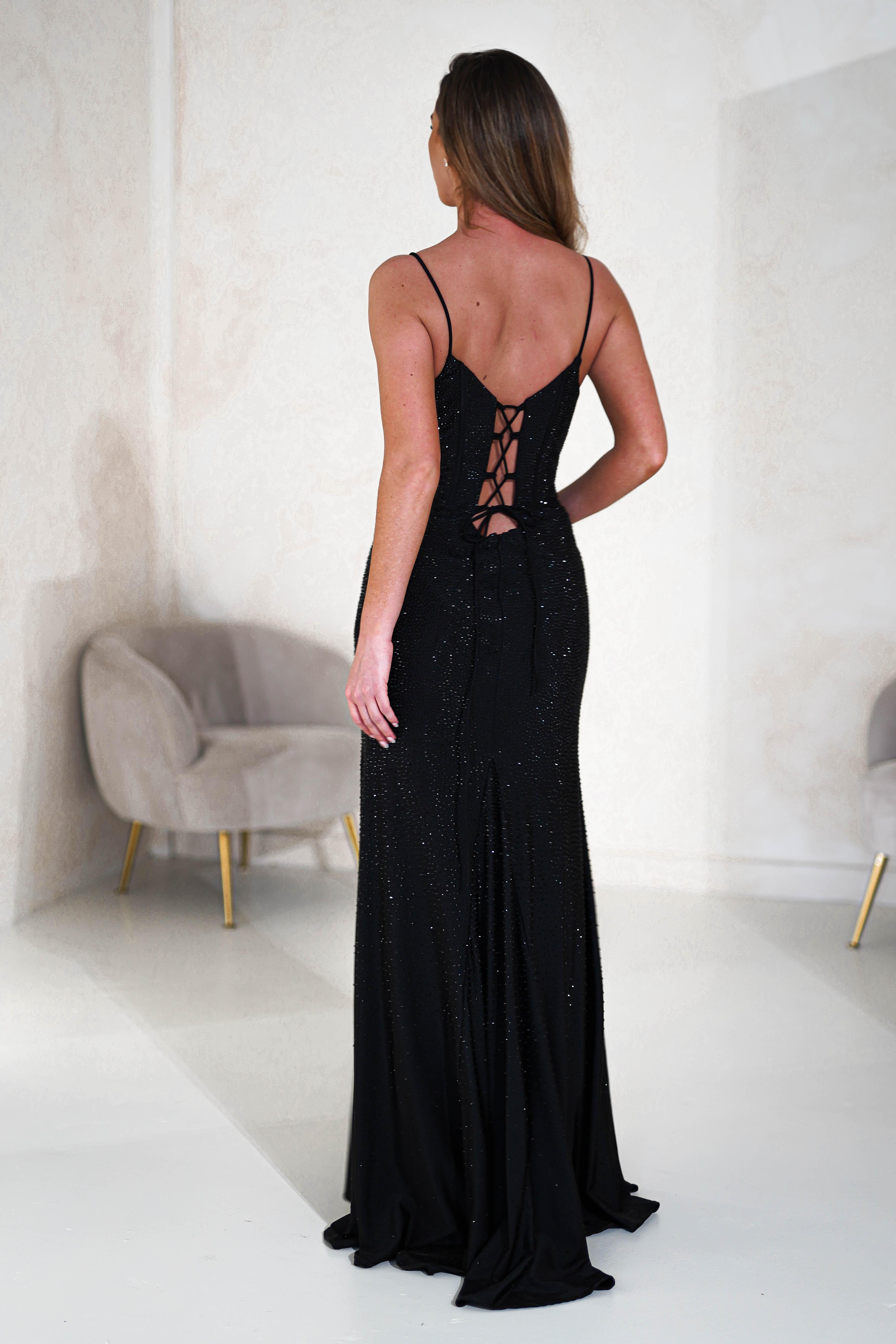 Sabrina Diamante Gown | Black - Oh Hello Clothing
