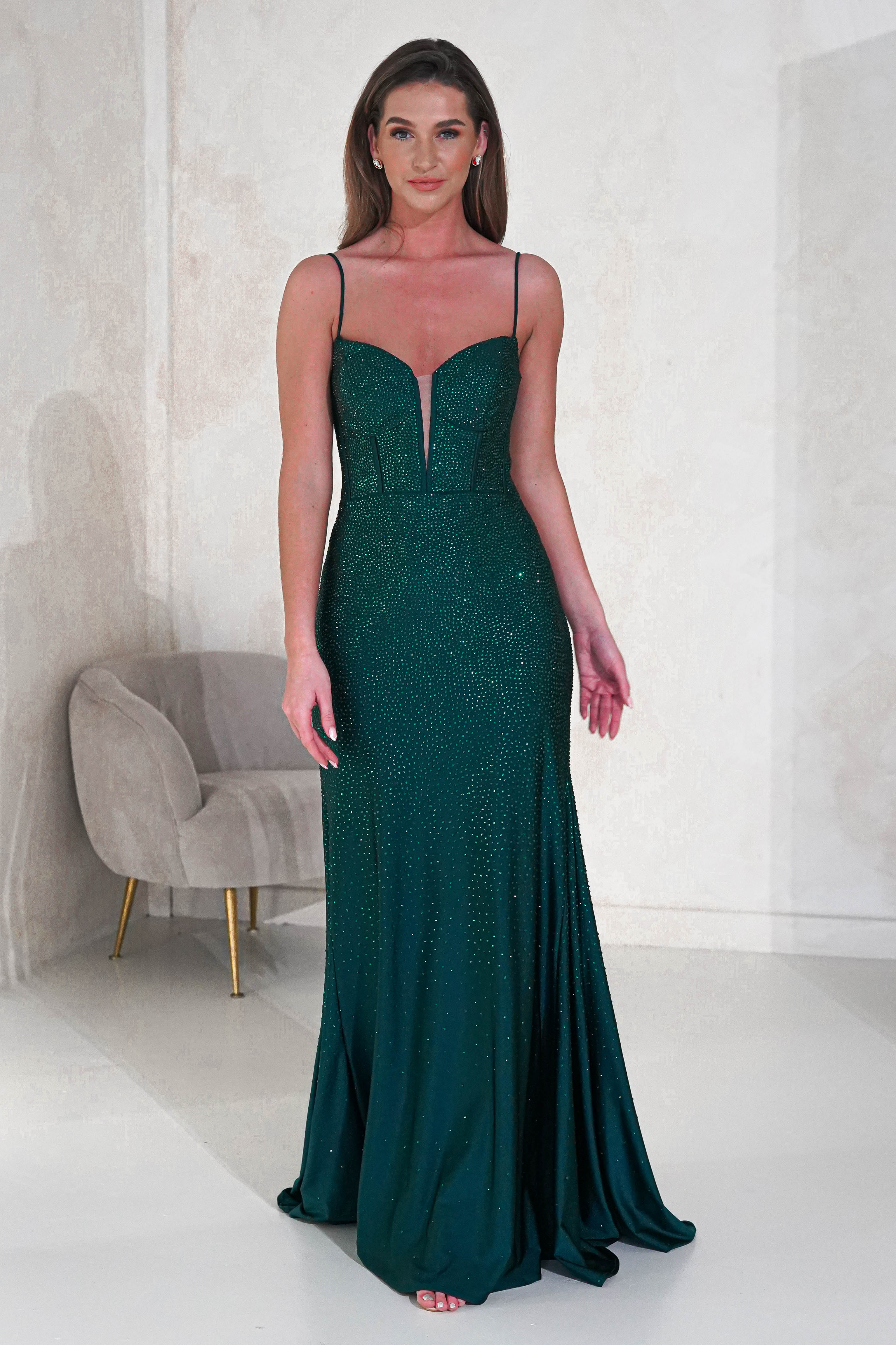 Sabrina Diamante Gown | Emerald Green - Oh Hello Clothing