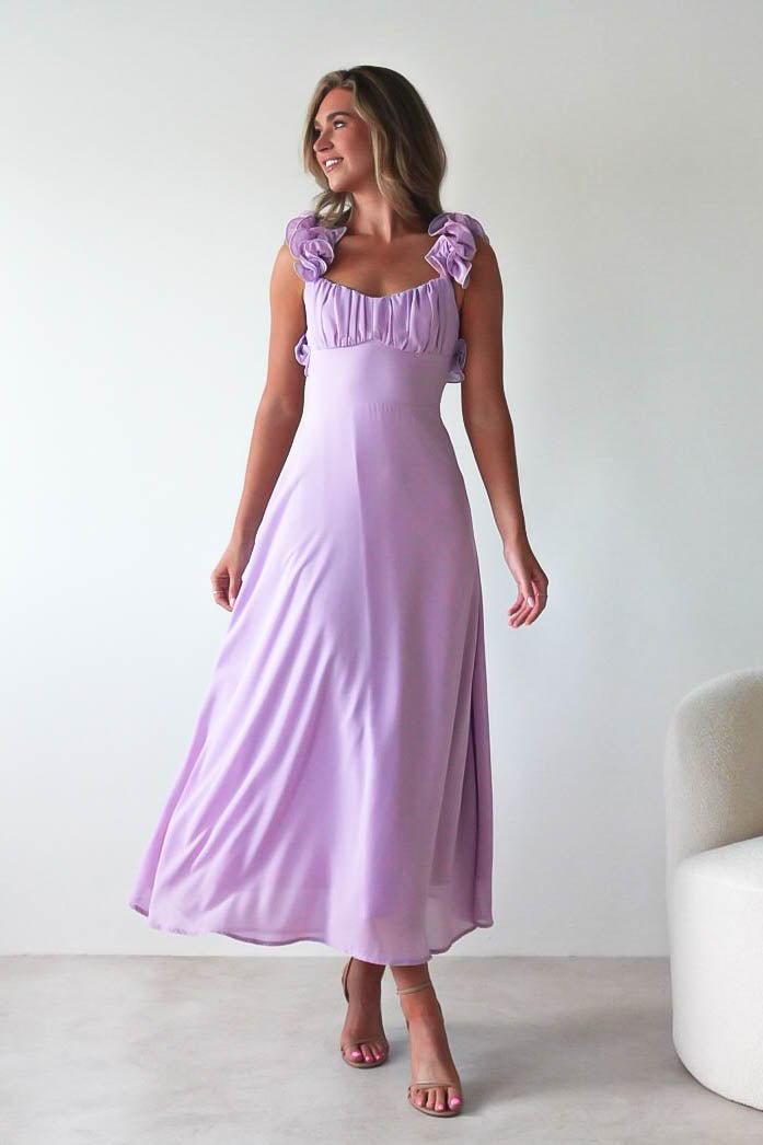 Sadie Ruffle Sleeve Maxi Dress | Lilac | Oh Hello Clothing | XS (6)