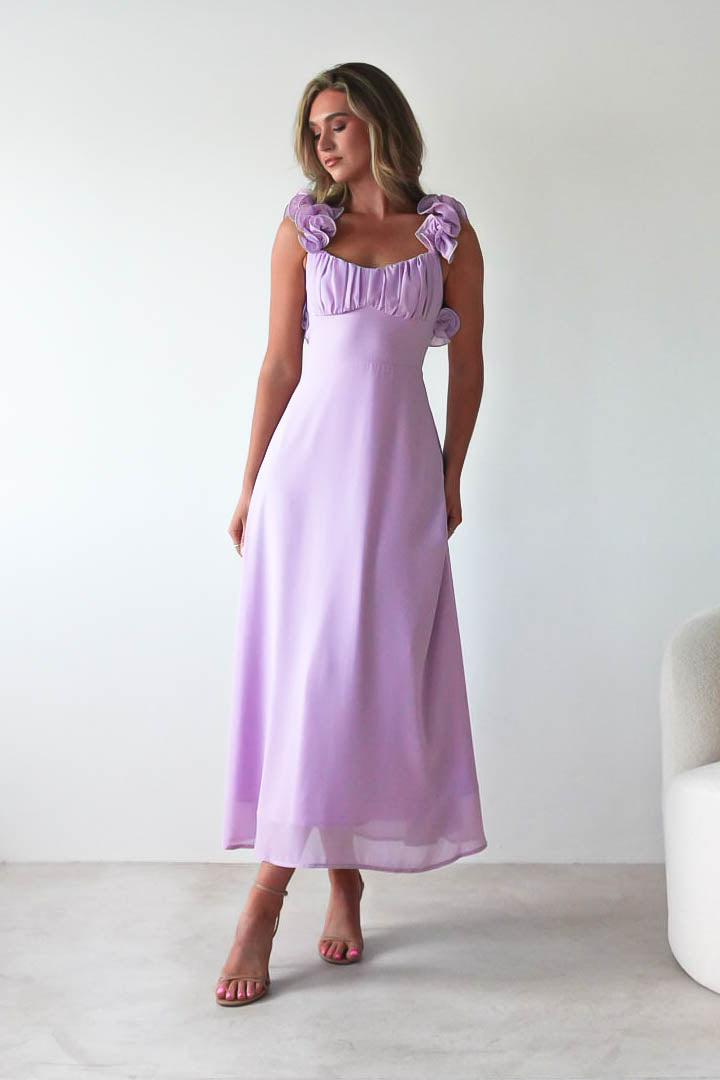 Sadie Ruffle Sleeve Maxi Dress | Lilac