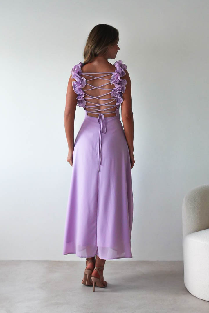 Sadie Ruffle Sleeve Maxi Dress | Lilac