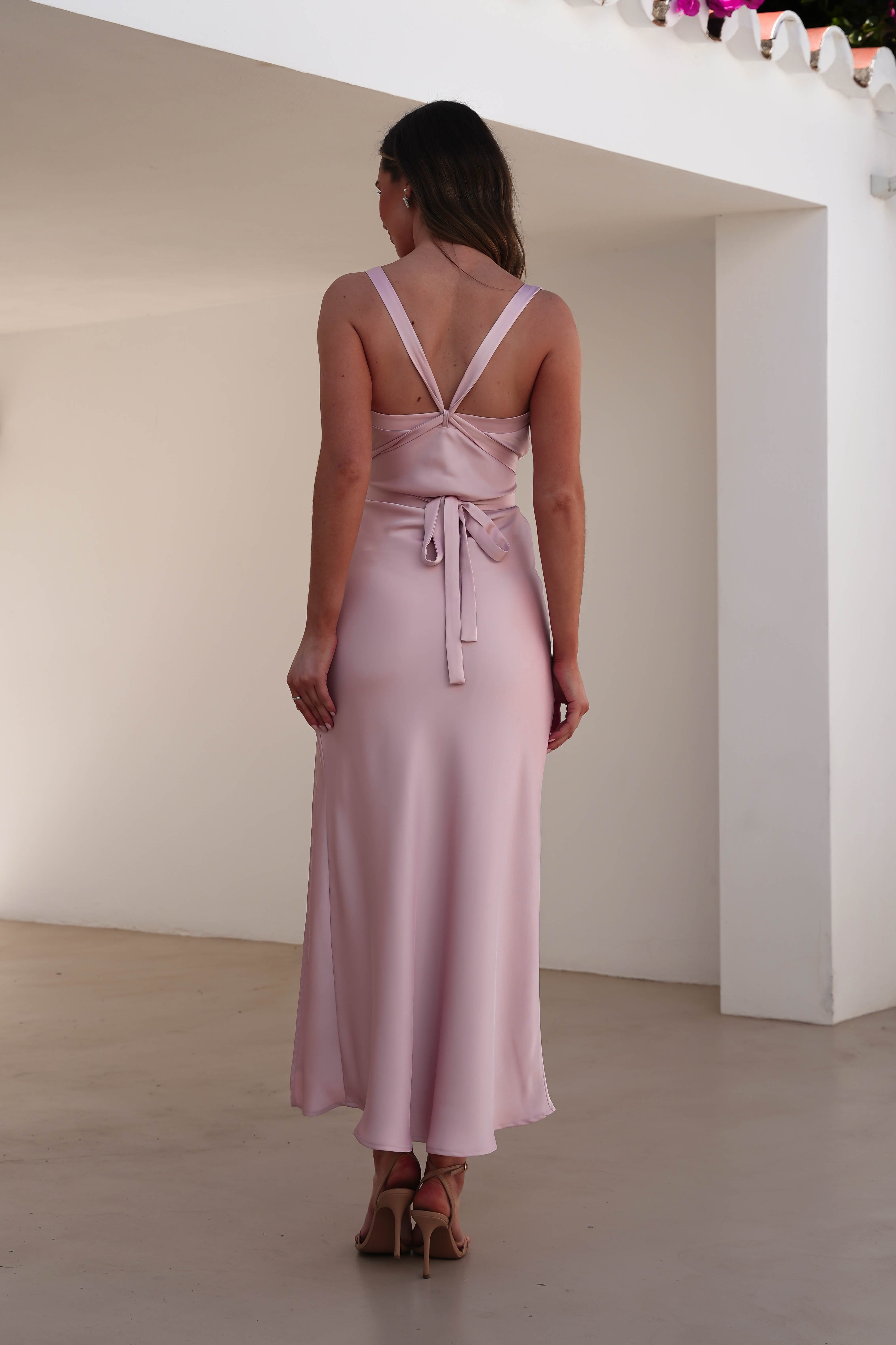 Salma Soft Matte Satin Midaxi Dress | Blush Pink - Oh Hello Clothing
