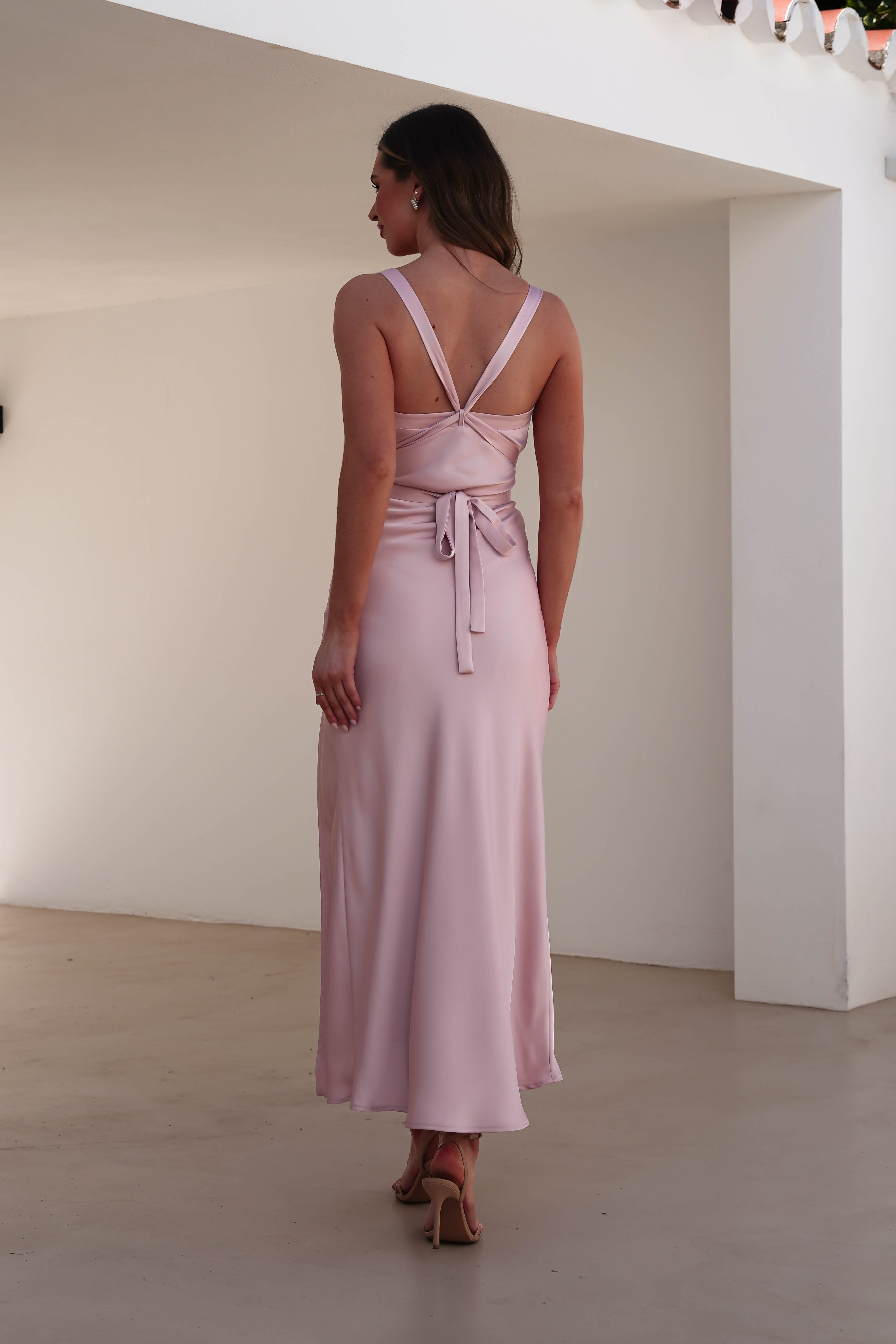 Salma Soft Matte Satin Midaxi Dress | Blush Pink - Oh Hello Clothing