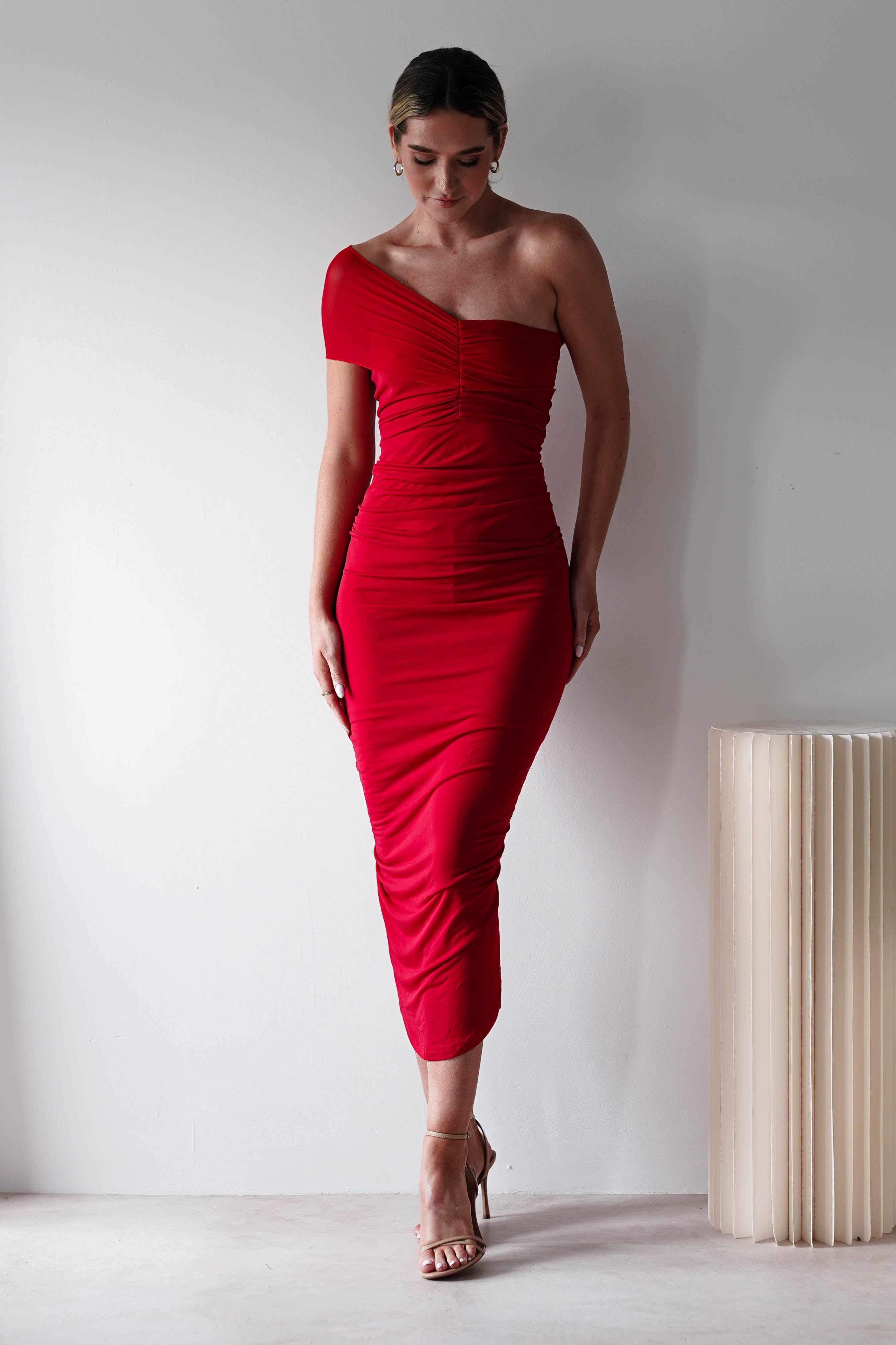 Sania Bodycon Midi Dress | Red | Oh Hello Clothing | XS (6)